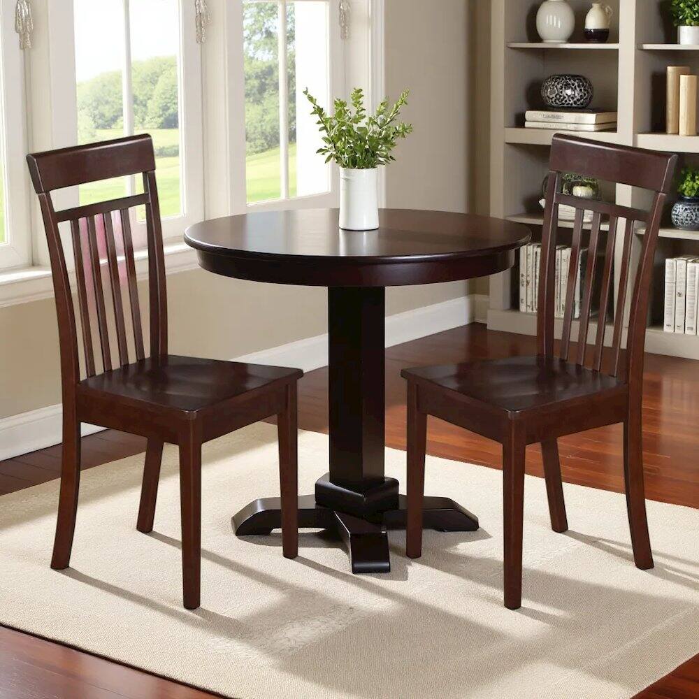 Back. FurniFact - Elegant Wooden Dining Chairs – Slatted Back - Mahogany.