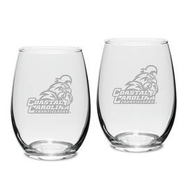 Jardine - Coastal Carolina Chanticleers 15oz. 2-Piece Stemless Wine Glass Set - Multicolor