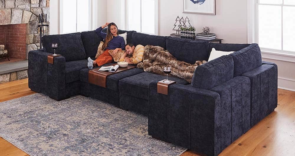 Alt View 18. Lovesac - 8 Seats + 10 Sides Combed Chenille & Standard Foam - Tan.