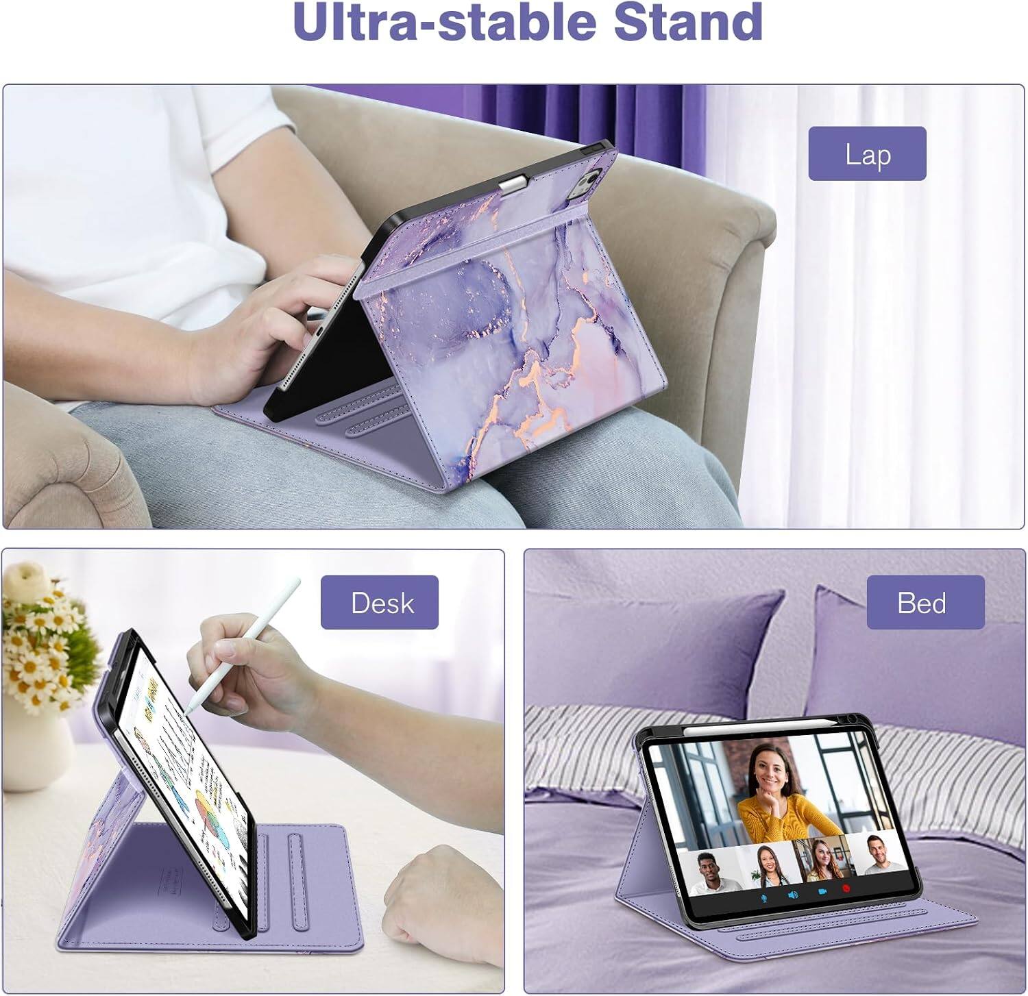 Ultra-stable Stand

Lap

Desk

Bed