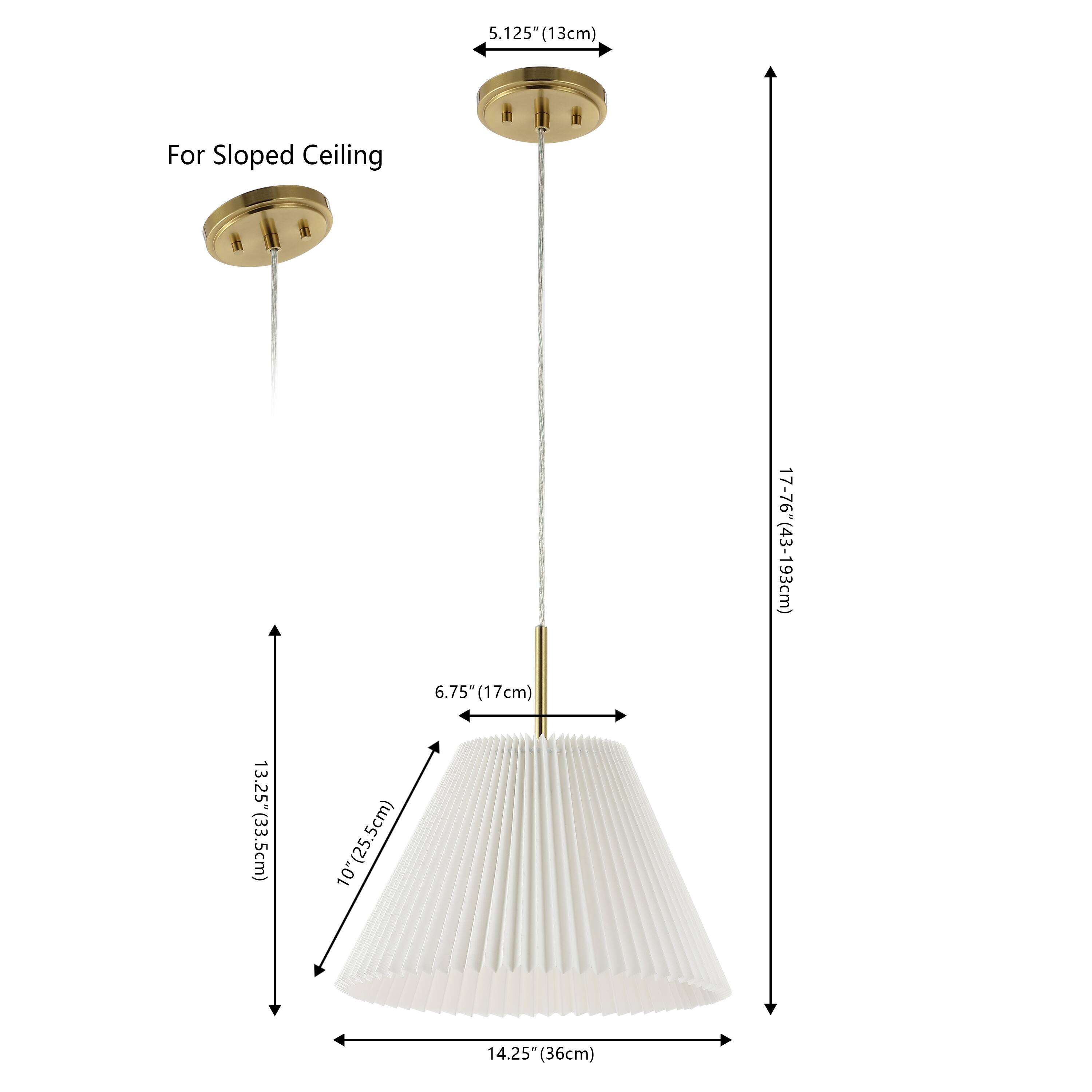 5.125" (13cm) For Sloped Ceiling  
13.25" (33.5cm)  
10" (25.5cm)  
6.75" (17cm)  
17-76" (43-193cm)  
14.25" (36cm)