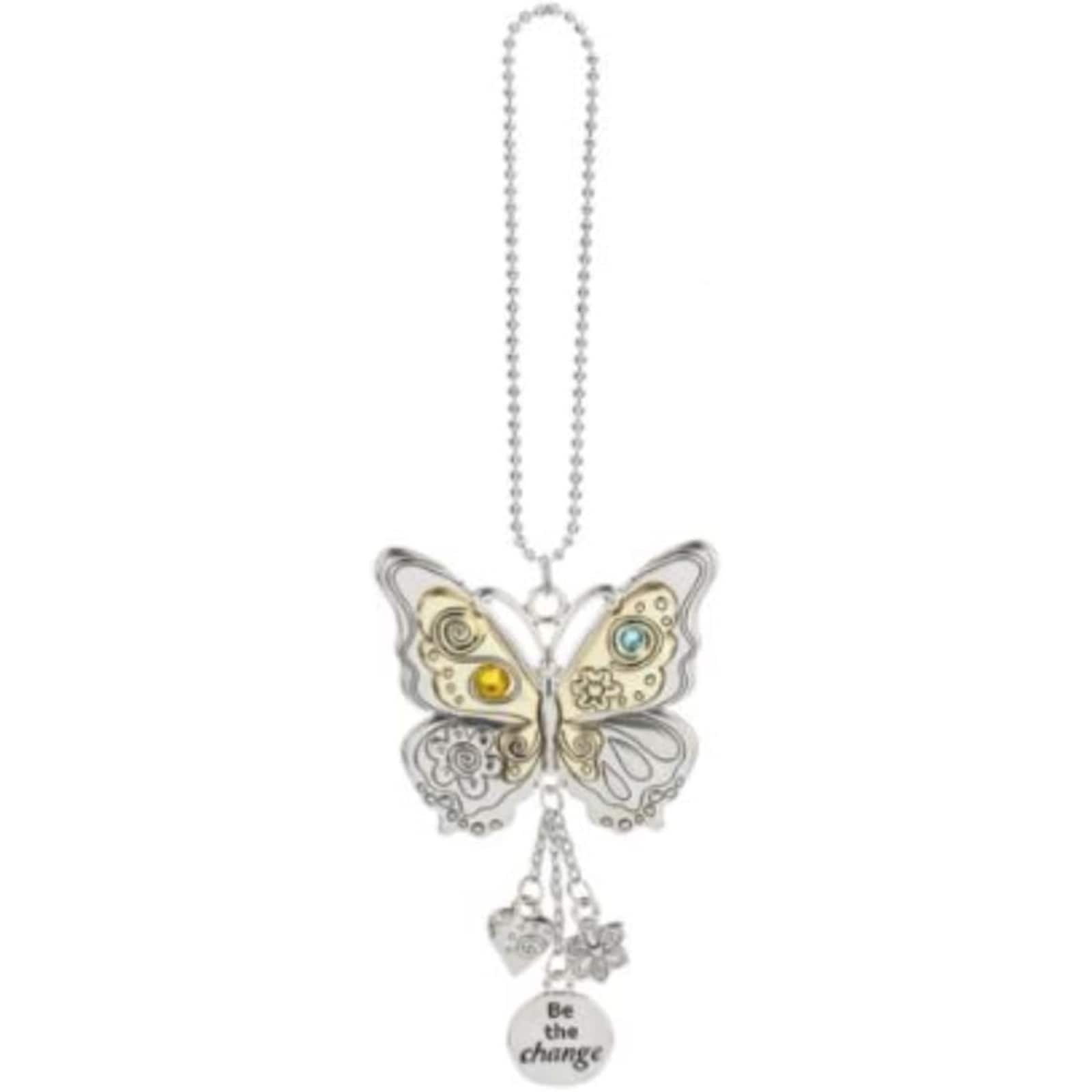Ganz - and Gold Be the Change Butterfly Car Charm 7 inch with Chain - Silver price history on PriceWatchPro