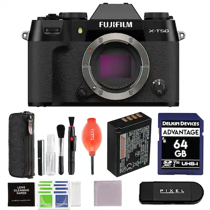 FUJIFILM X-T50 C 5 MCS M J3XI9 00 D E + 3.7W
FUJIFILM e Ca: i S.AN RSCN mDA I
this M 000s eatunal
UTHIUM CnrenD VETT
$ NOI M23 Mon 4 C79 BAT 1200ml .1280ml NPW TERY 2 0410186 UINPTANA a -W126S
CE LNSTE DELKIN DEVICES ADVANTAGE 6 64 GB SP V30 UHS-I XC I LENS CLEANING PAPER PIXEL
Cardiay M Cleariog Wipe T