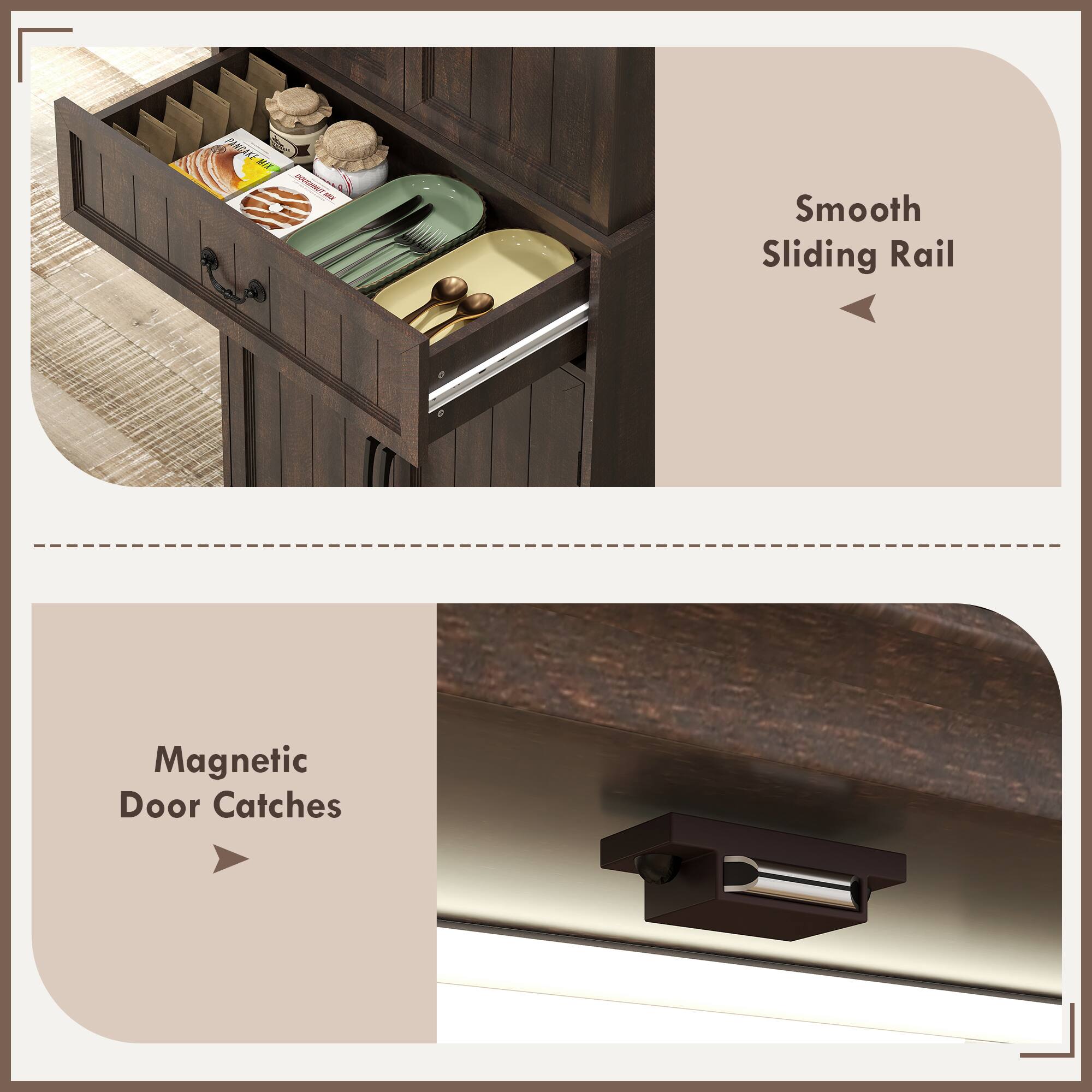 Smooth Sliding Rail
Magnetic Door Catches