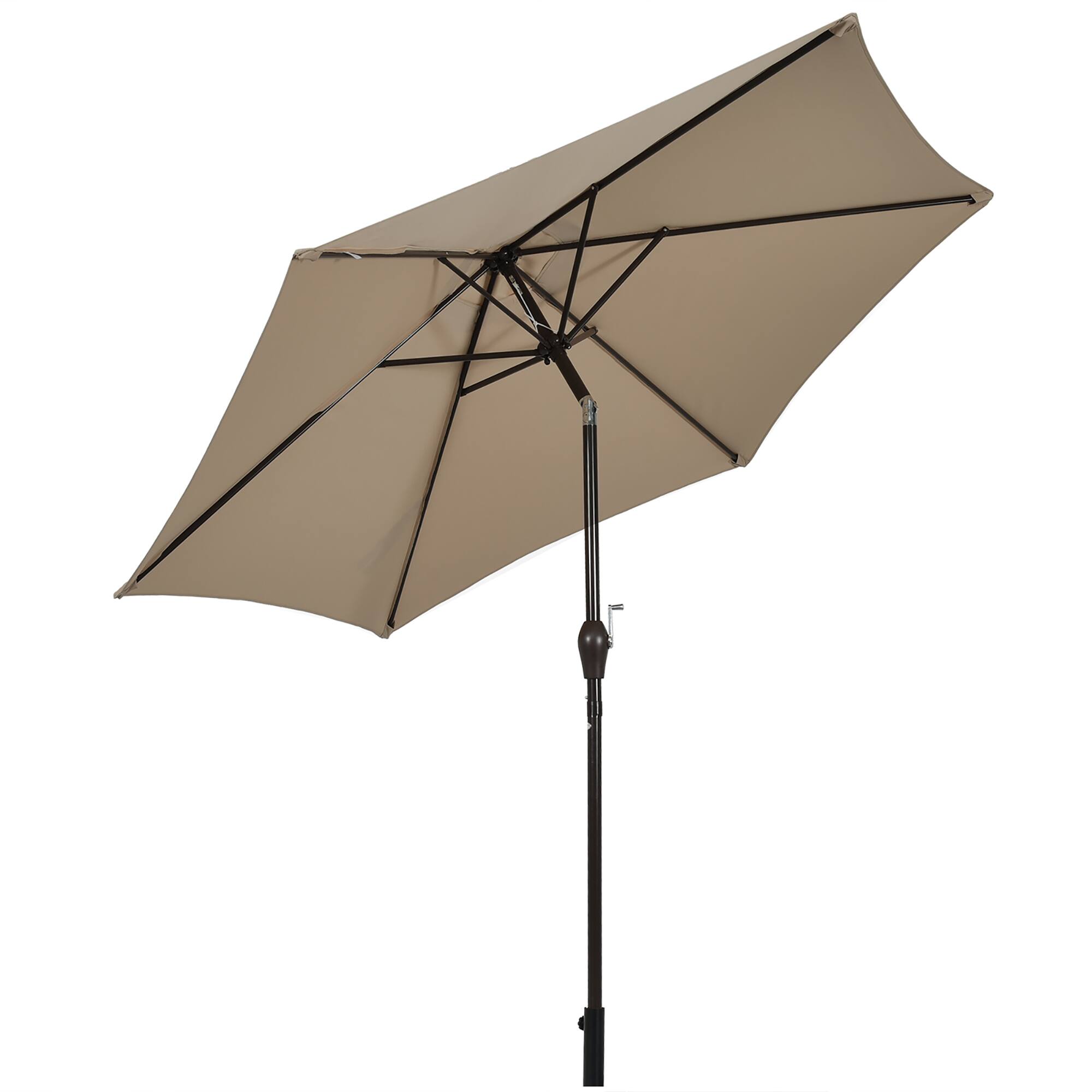 Costway - 9Ft Outdoor Market Patio Table Umbrella Push Button Tilt Crank Lift - Tan