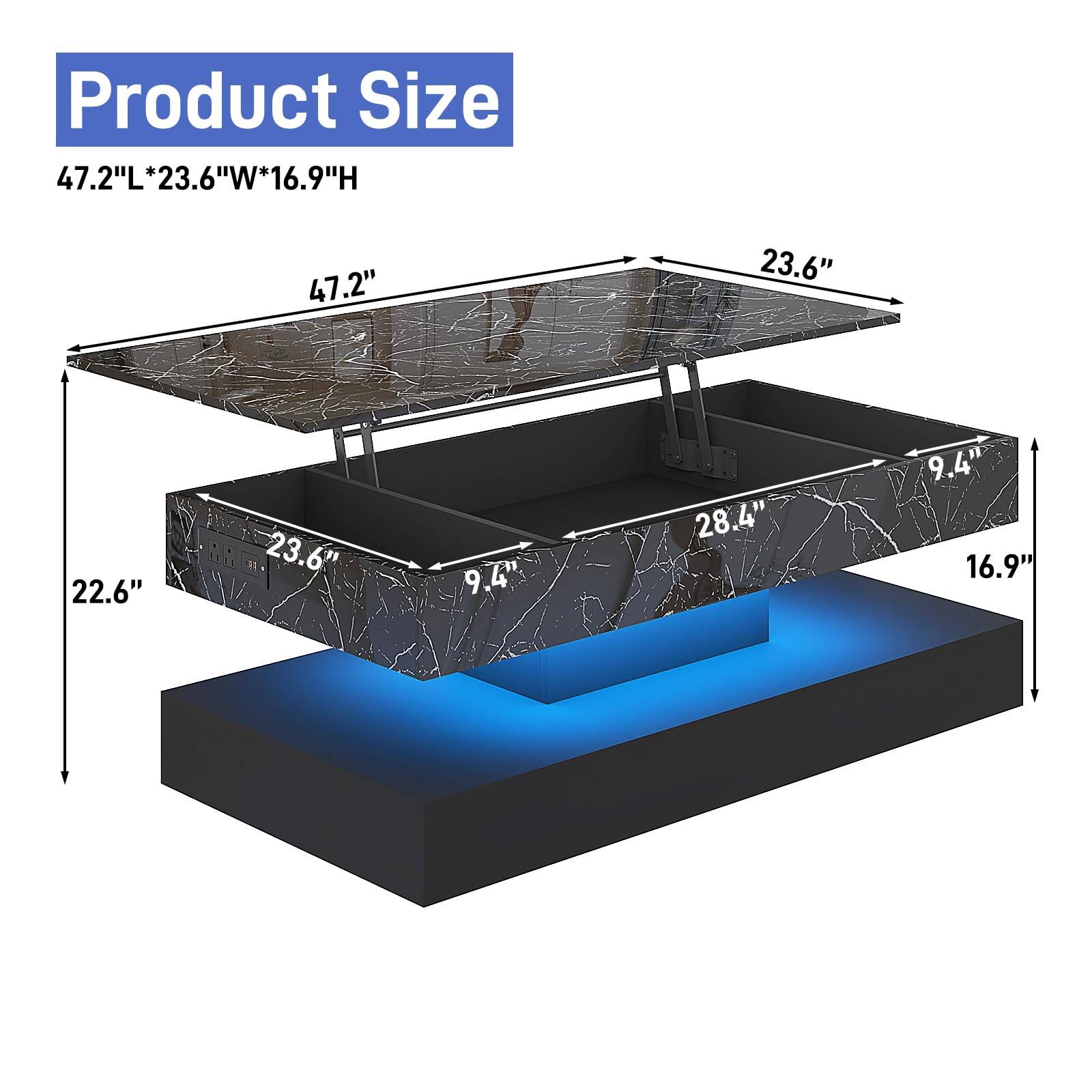 Product Size: 47.2"L*23.6"W*16.9"H

- 47.2"
- 23.6"
- 22.6"
- 23.6"
- 9.4"
- 28.4"
- 9.4"
- 16.9"