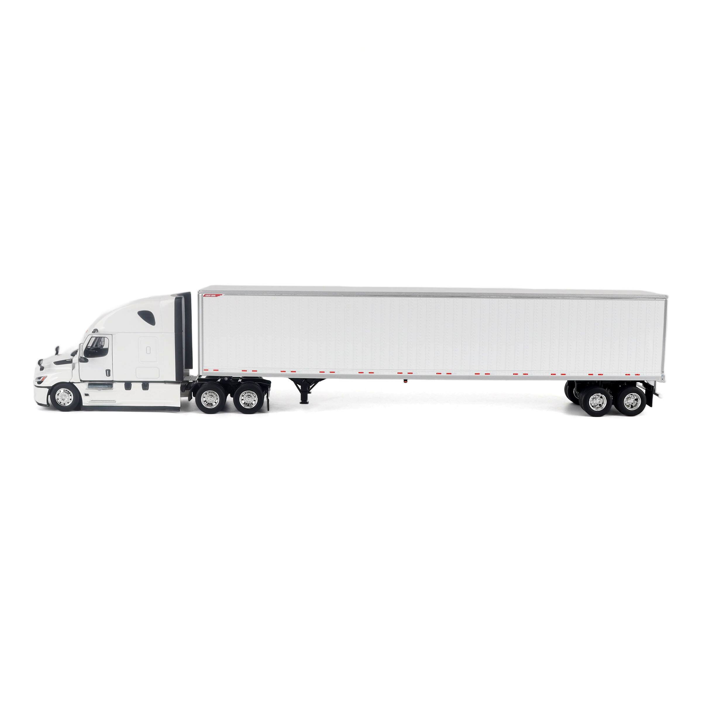 Alt View 1. Diecast Masters - 2025 Freightliner Cascadia Gen-5 Sleeper Cab White w/Great Dane Champion 53ft Dry Trailer 1/50 Model by Diecast Masters.