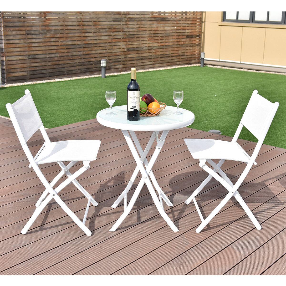 Alt View 1. Costway - Costway 3 PCS Folding Bistro Table Chairs Set Garden Backyard Patio Furniture - White.