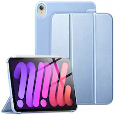 Front. DTTO - Case for iPad mini 7 (A17 Pro) Case 2024, iPad mini 6th Generation Case 2021, Slim Trifold Stand Hard Cover case - Snow Blue.