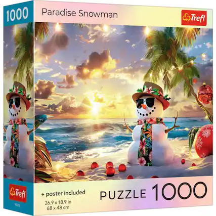 1000 Paradise Snowman
Trefl 99292
+ poster included
PUZZLE 1000
26.9 x 18.9 in
68 x 48 cm