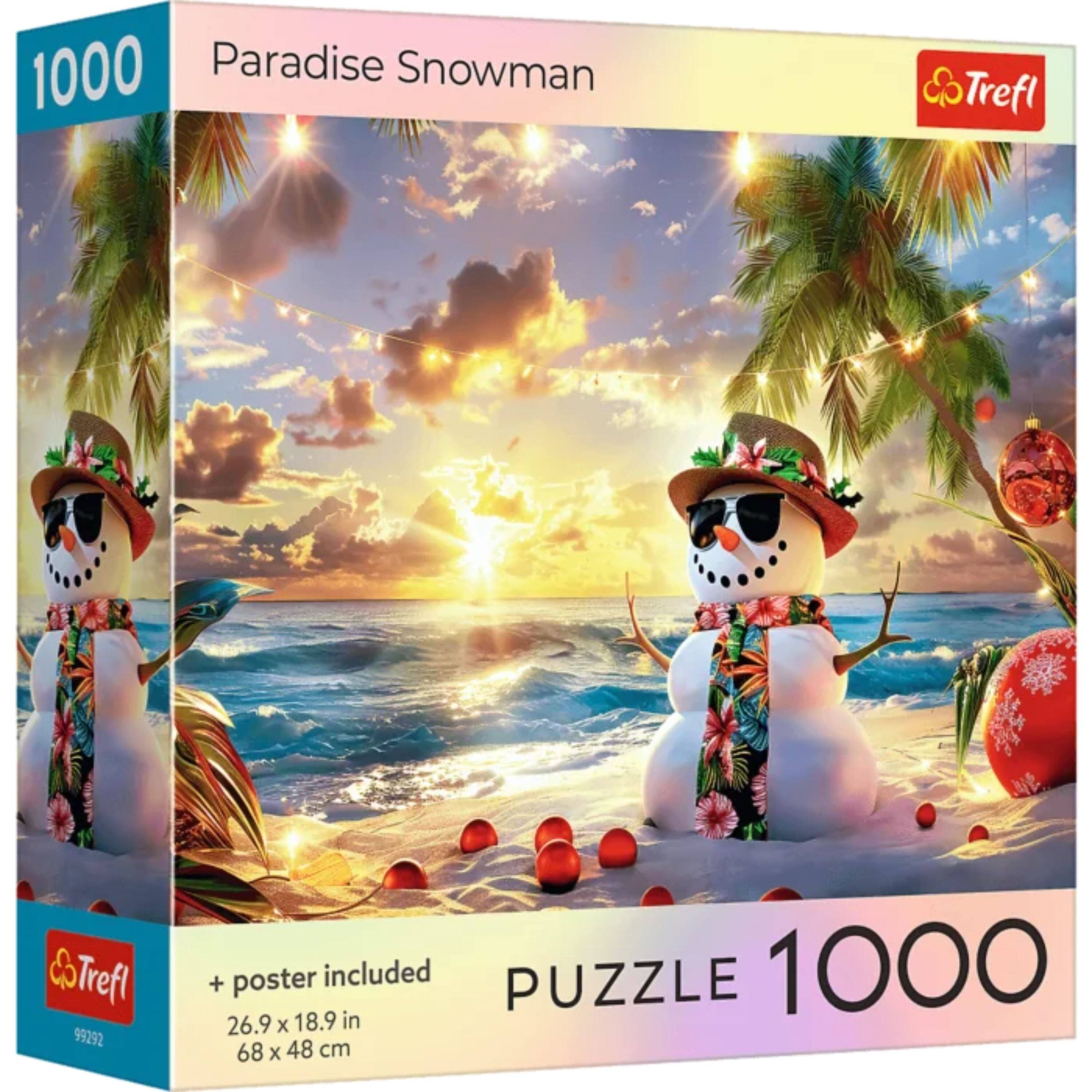 1000 Paradise Snowman  
Trefl 99292  
+ poster included  
PUZZLE 1000  
26.9 x 18.9 in  
68 x 48 cm