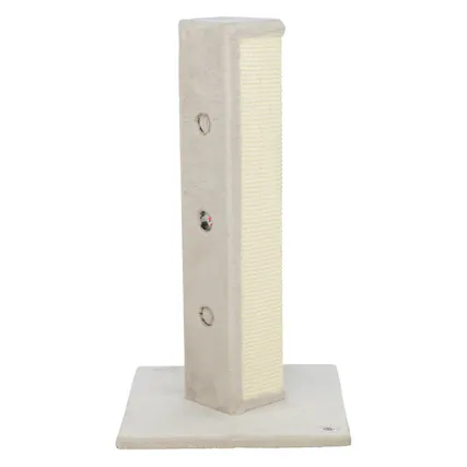 Front. TRIXIE - Soria Plush & Sisal Square Scratching Posts, Cat Toys for Hunting - Light Gray-Greige.