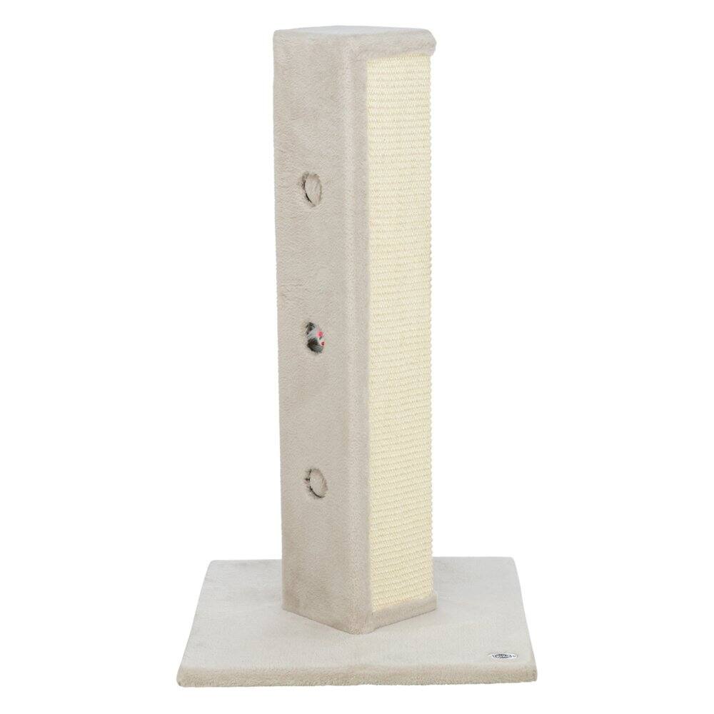 Front. TRIXIE - Soria Plush & Sisal Square Scratching Posts, Cat Toys for Hunting - Light Gray-Greige.