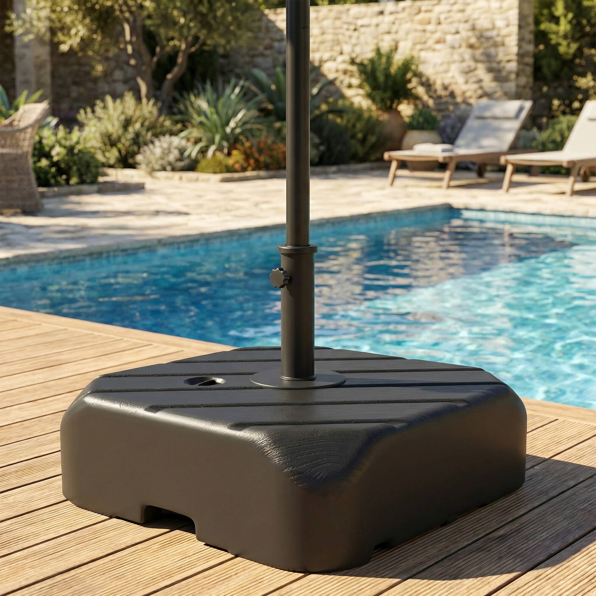 Alt View 7. Outsunny - Umbrella Base with Wheels, Telescopic Handle - Black.