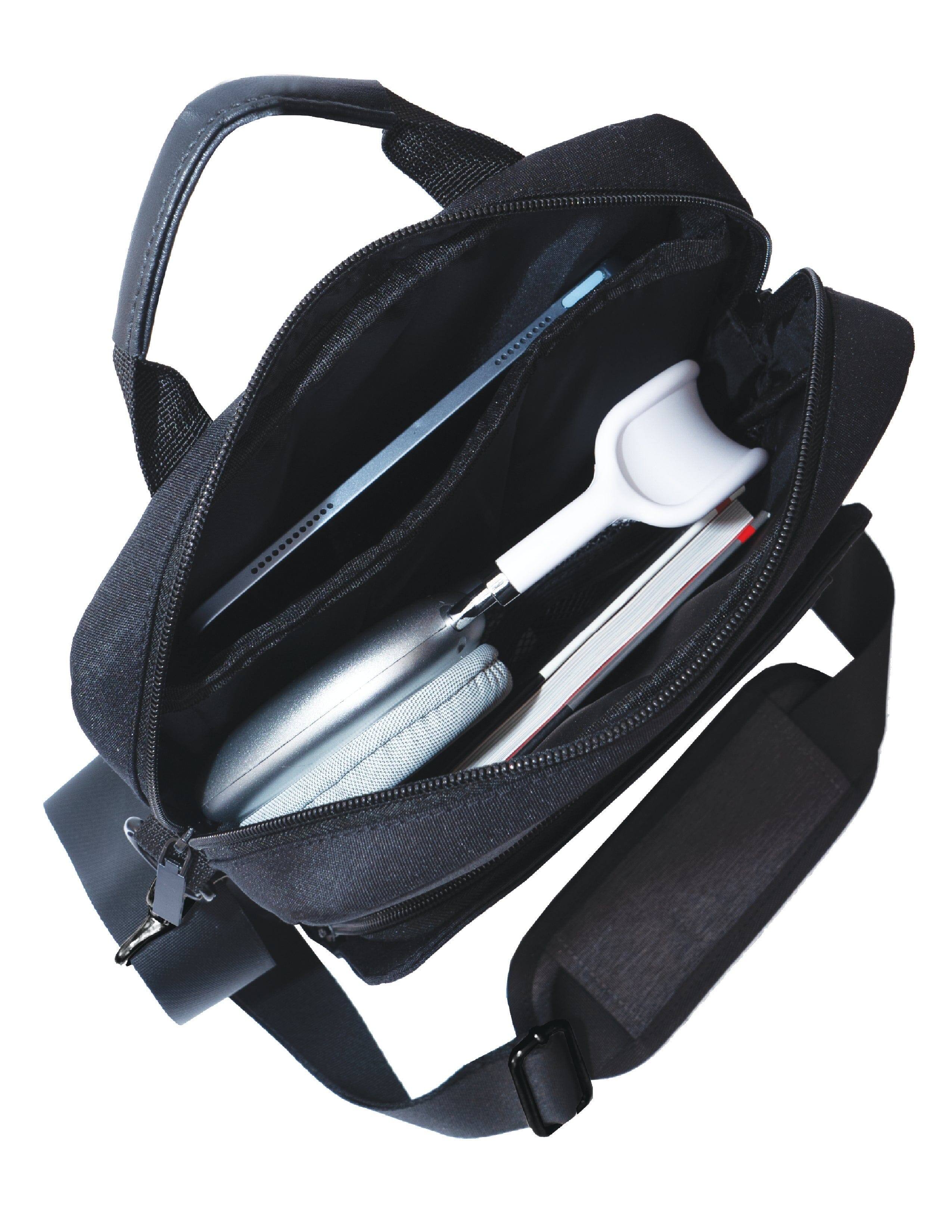 Alt View 2. Jack Abrahams - Jack Abrahams 12-Inch Twill Messenger Bag with Tablet Sleeve - Stylish and Functional - black.