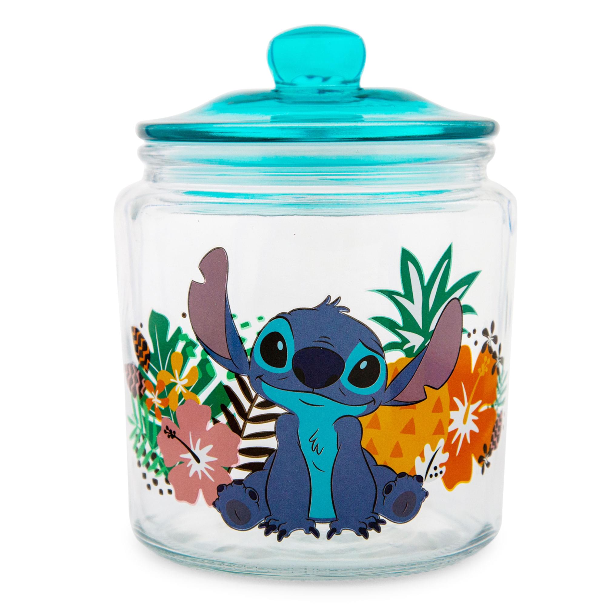 Silver Buffalo Disney Lilo & Stitch Glass Snack Jar Container With Lid ...