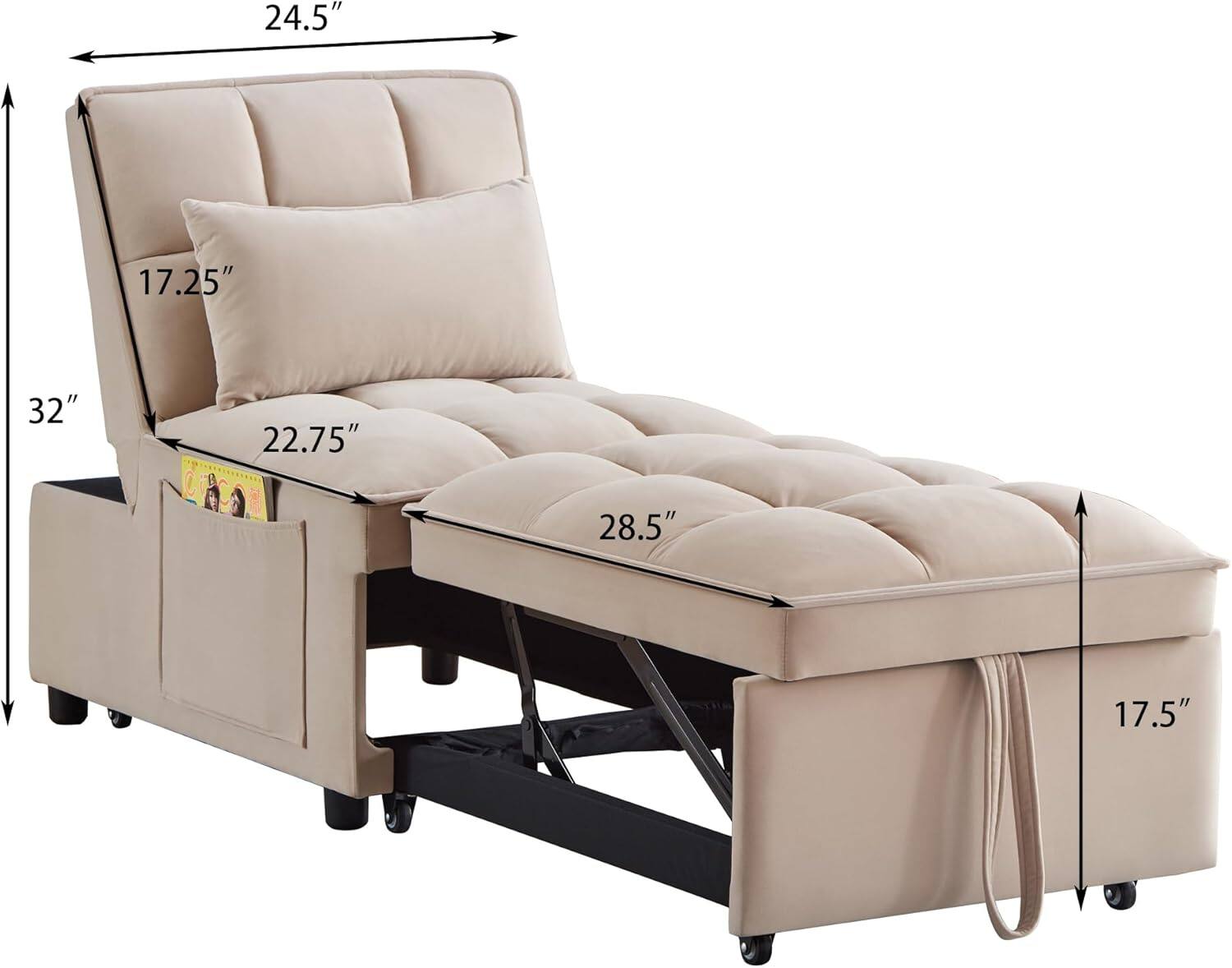 24.5"  
17.25"  
32"  
22.75"  
28.5"  
17.5"