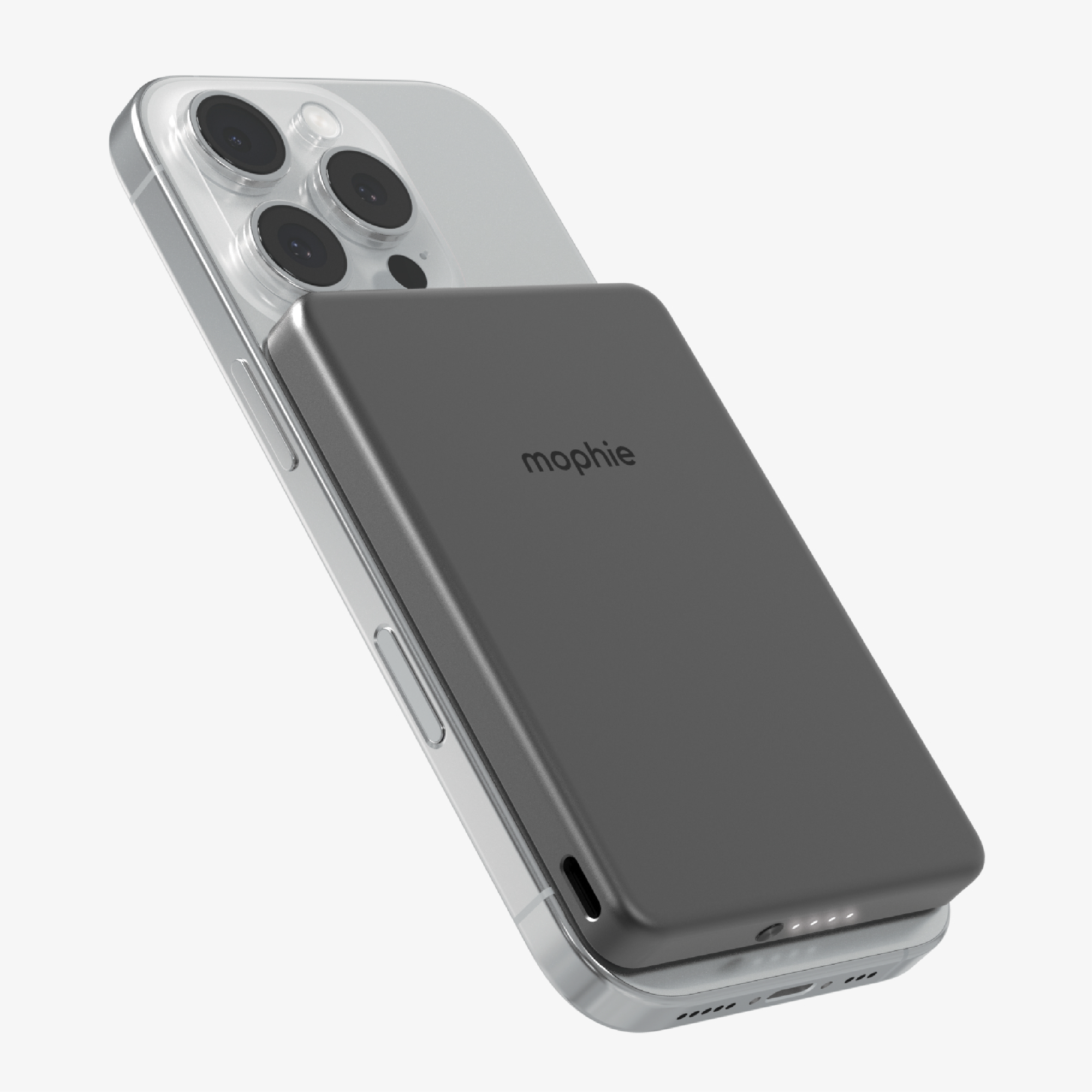 Front. mophie - Powerstation Wireless Slim 15W Qi2-certified Power Bank 5,000mAh internal battery - Black.