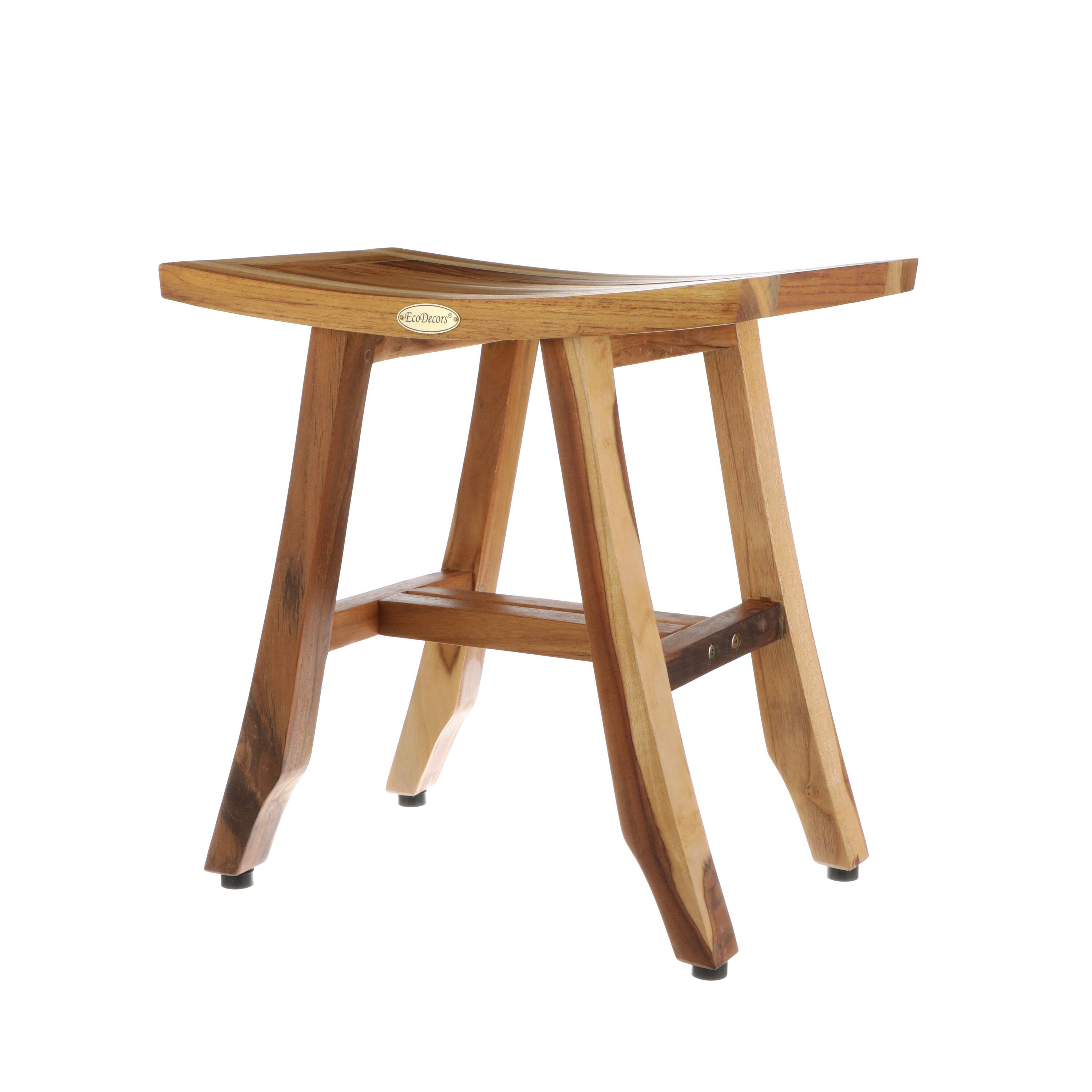 Angle. EcoDecors - EcoDecors 18 Inch Satori Natural Teak Waterproof Teak Wood Shower Bench - EarthyTeak.