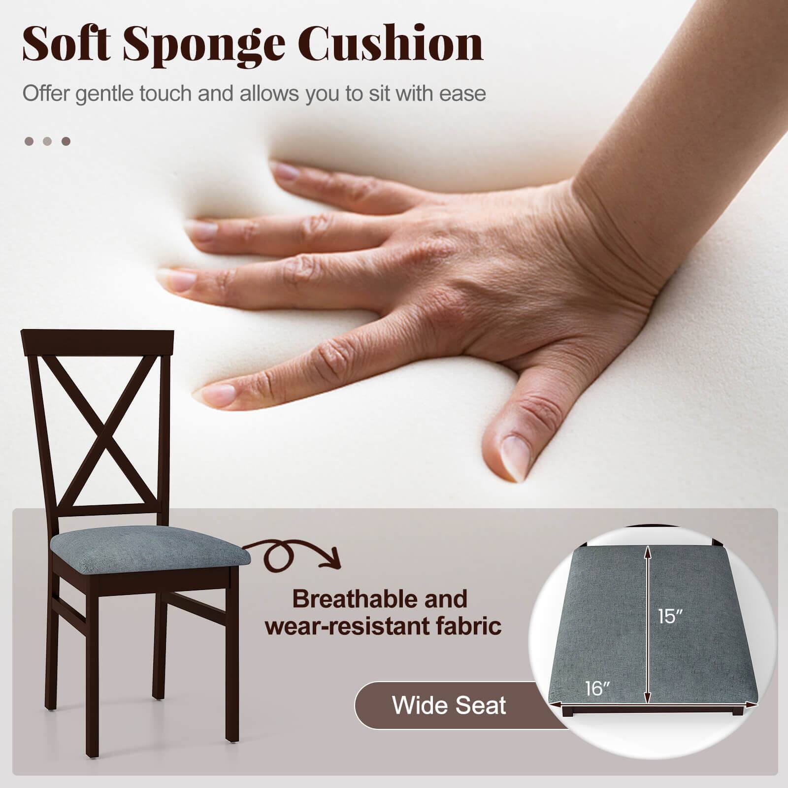 Soft Sponge Cushion  
Offer gentle touch and allows you to sit with ease  

Breathable and wear-resistant fabric  

Wide Seat  
15" Wide Seat  
16"