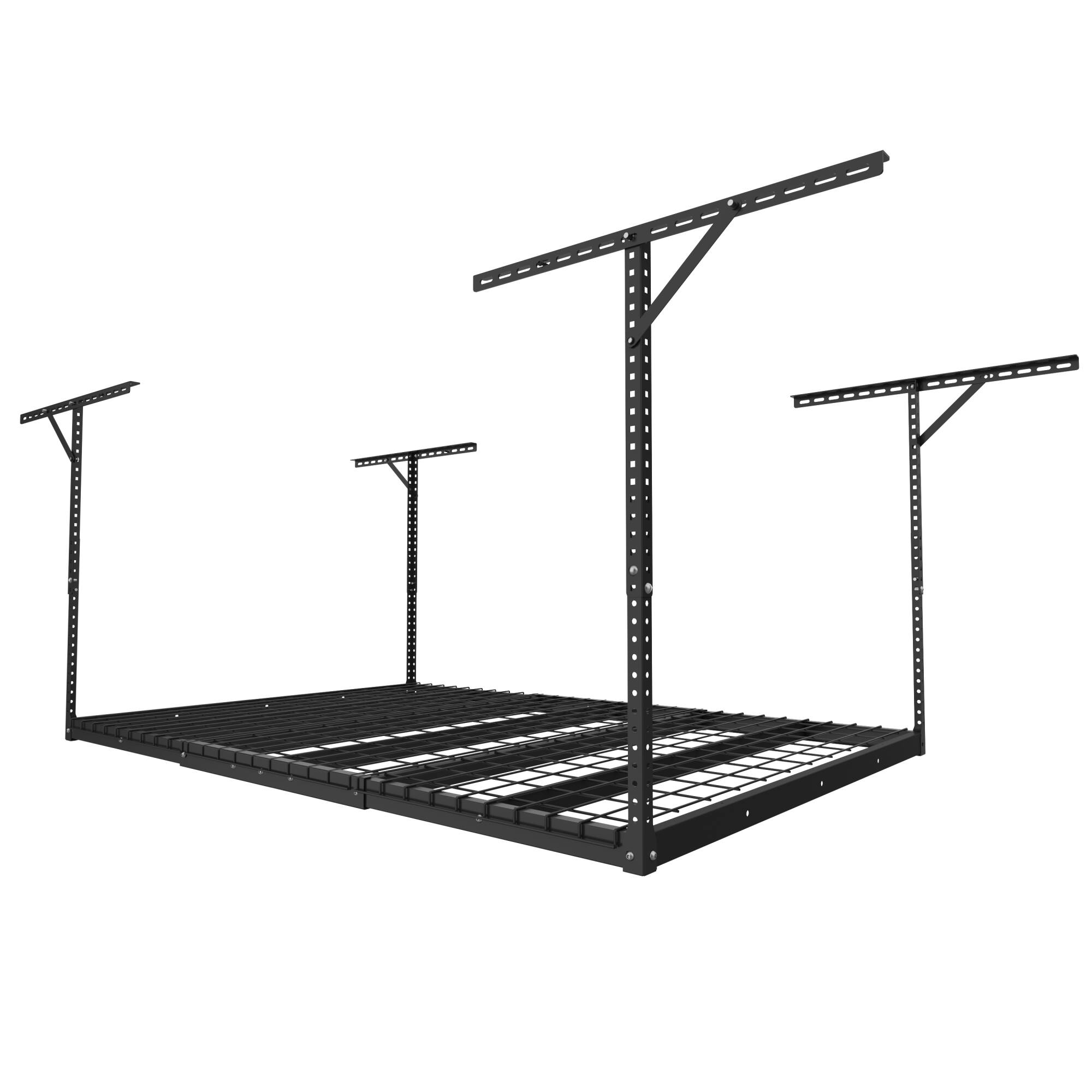 Angle. Fleximounts - Max Series 48 in. W x 72 in. D x 22-40 in. H Heavy Duty Ceiling Mounted Garage Rack - Black.