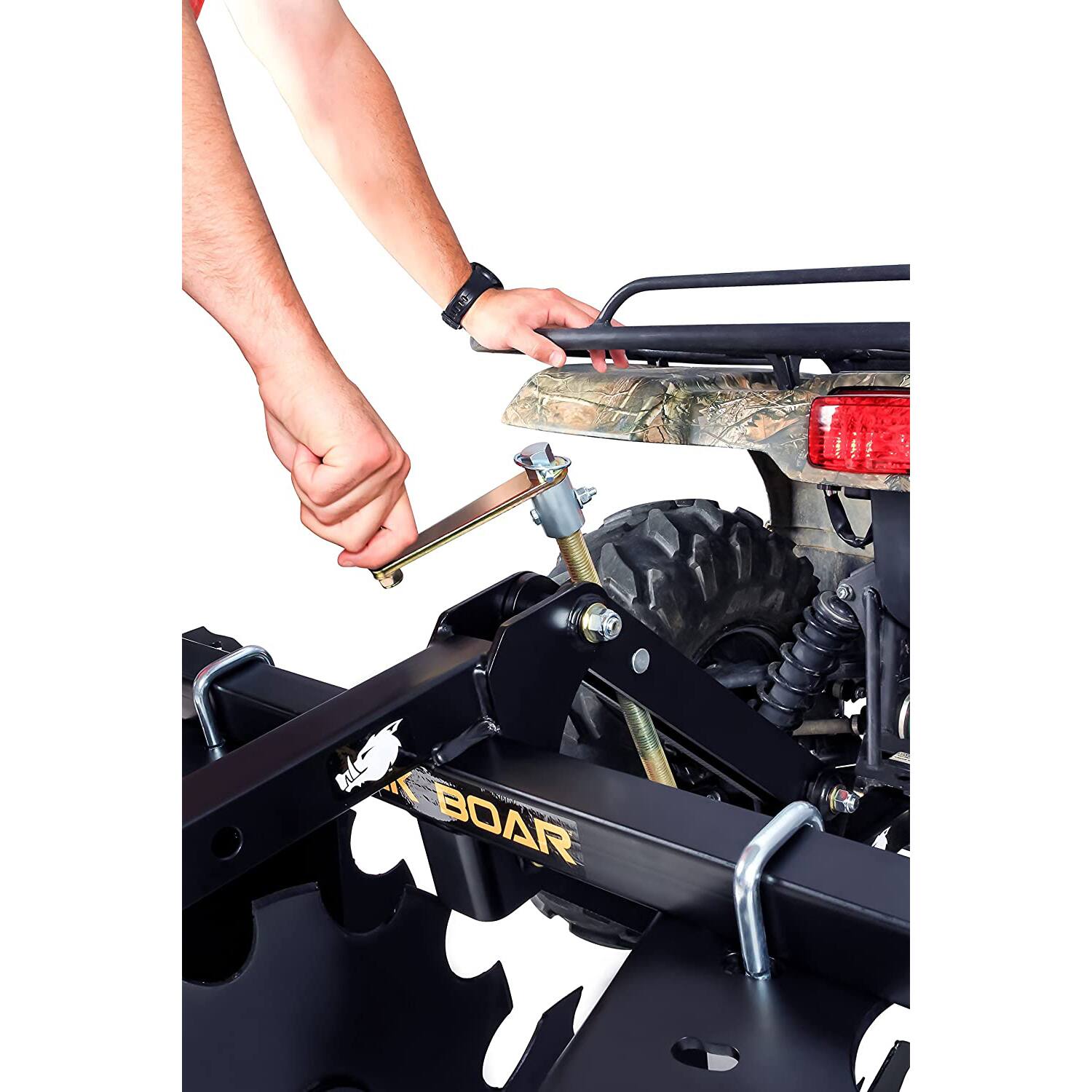 Alt View 8. Camco - Camco Black Boar ATV/UTV Implement Strong Outside Vehicle Manual Lift Attachment - Black.