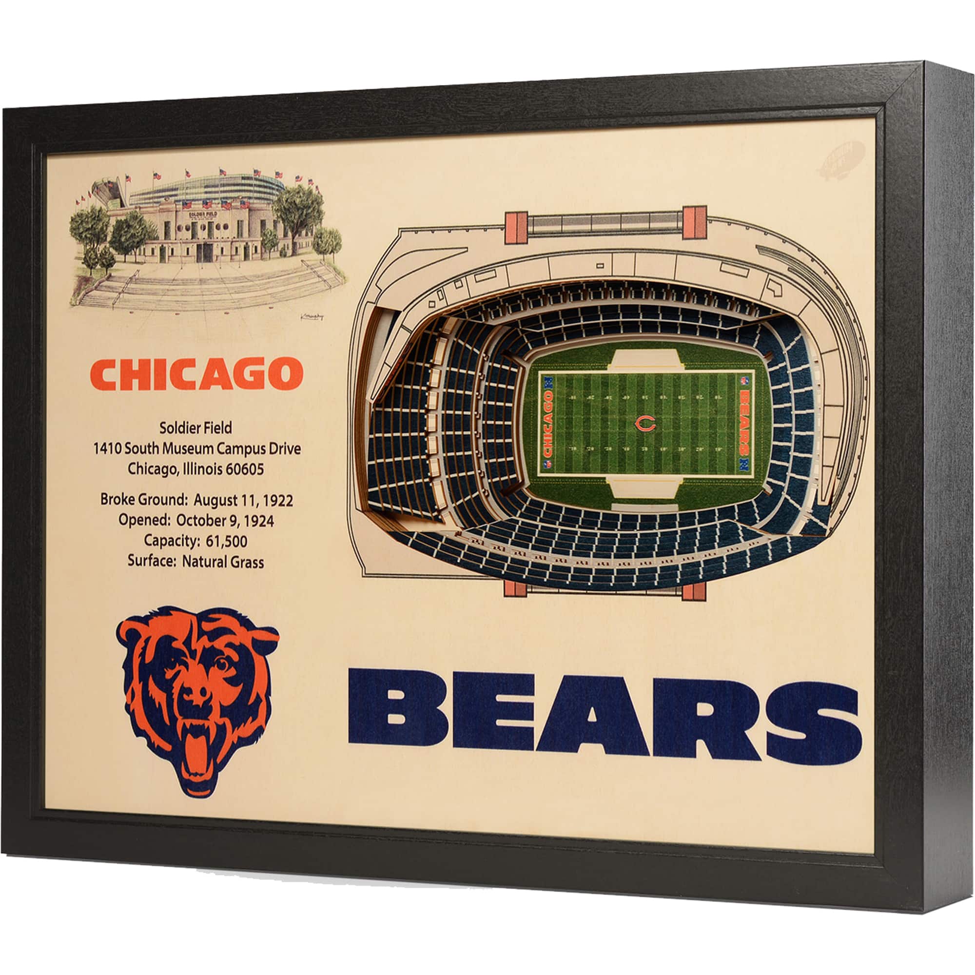 "YouTheFan - Chicago Bears 25.5"" x 19.5"" Soldier Field Stadium Views Wall Art - Multicolor" price history on PriceWatchPro
