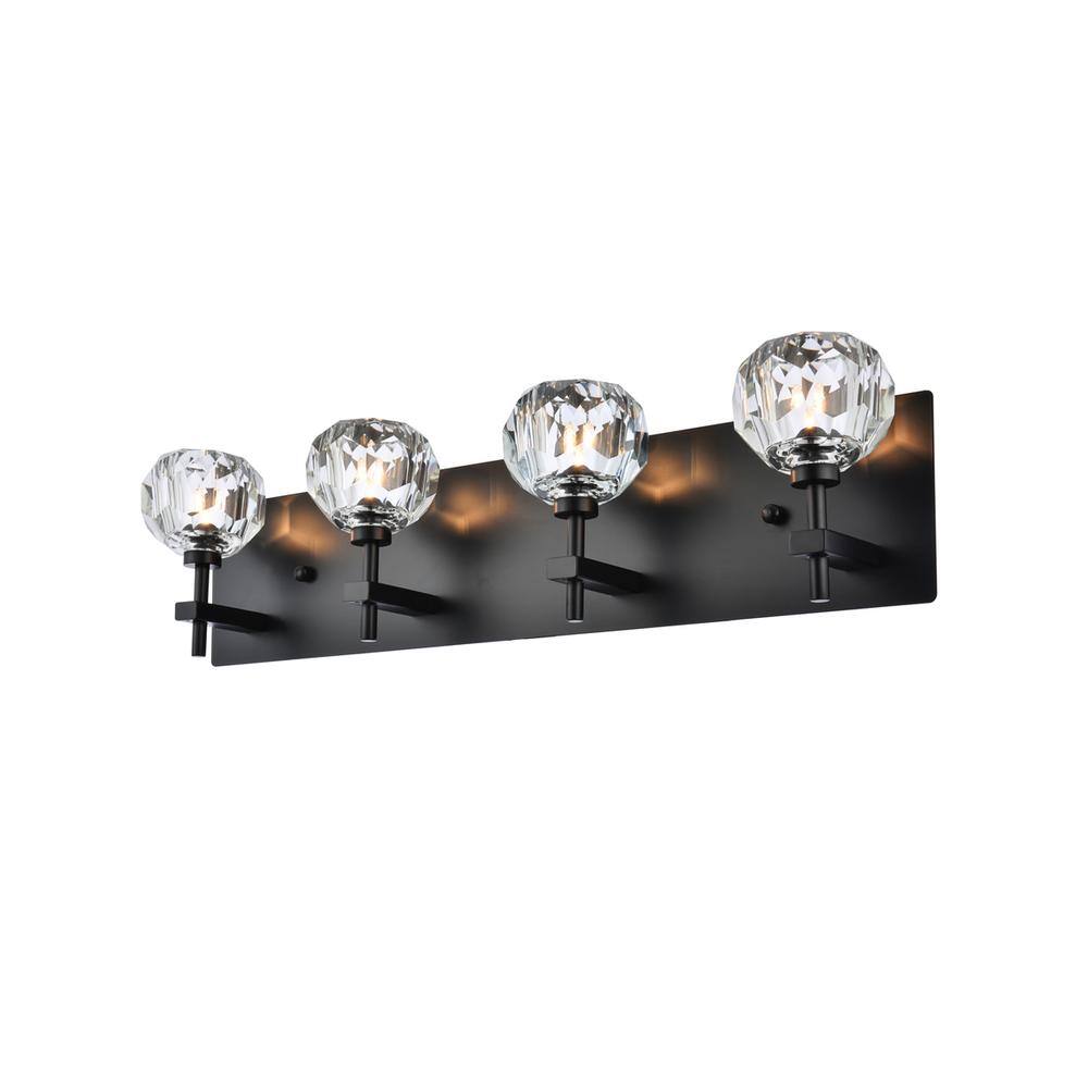 Alt View 3. Elegant Lighting - Graham 4 Light Wall Sconce in Black - Black And Clear.