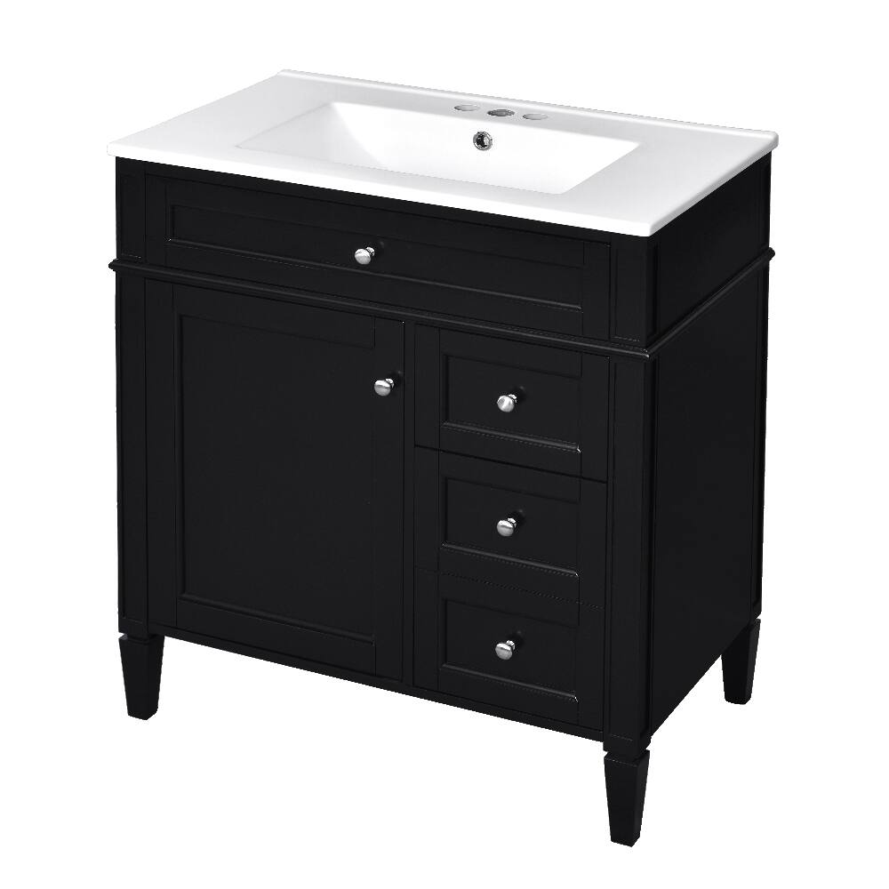 Alt View 9. Loheer - Loheer 30 inch bathroom vanity with sink Black Modern Cabinet - Black.