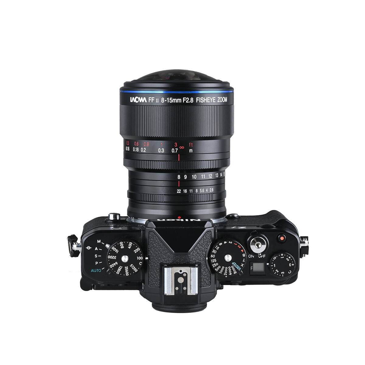 NOM FF II 8-15mm F2.8 FISHEYE ZOOM

1.5 0.6 0.8 116 0.18 0.2
1 0.3
3 00 0.7
ft m
8910 11 12 13 13 22 16 11 8 28
Nikon
M  BOO 00 A 1600 200 S- 3200 100 P  6400 12800 51200 AUTO 25600
 4 15 30 60 125 250 500 1000
2 2 P 8 4 1/3STEP X 4000 8000
ON OFF F
0 1 
3
v 3 0