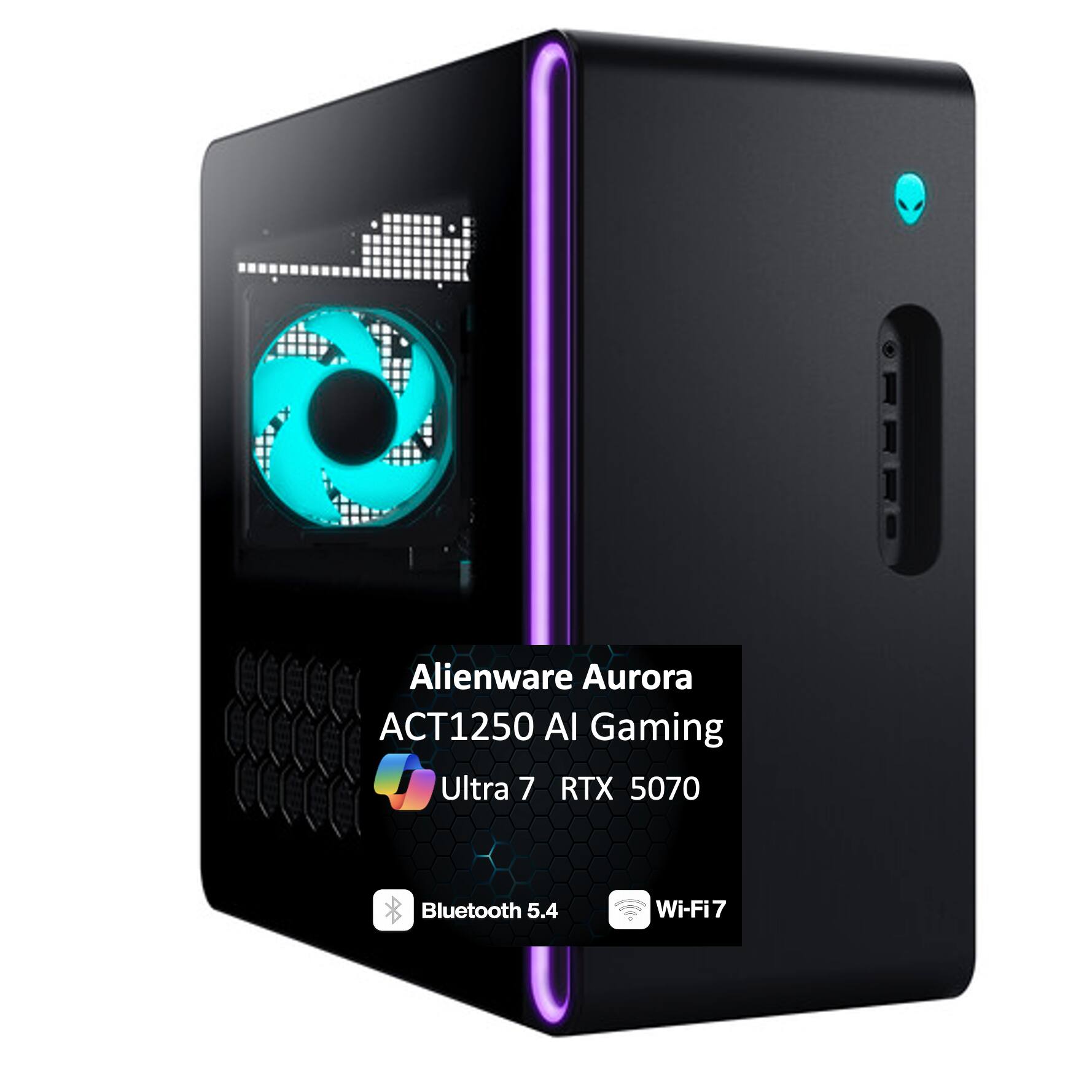 Alienware Aurora ACT1250 AI Gaming Ultra 7 RTX 5070 Bluetooth 5.4 Wi-Fi 7