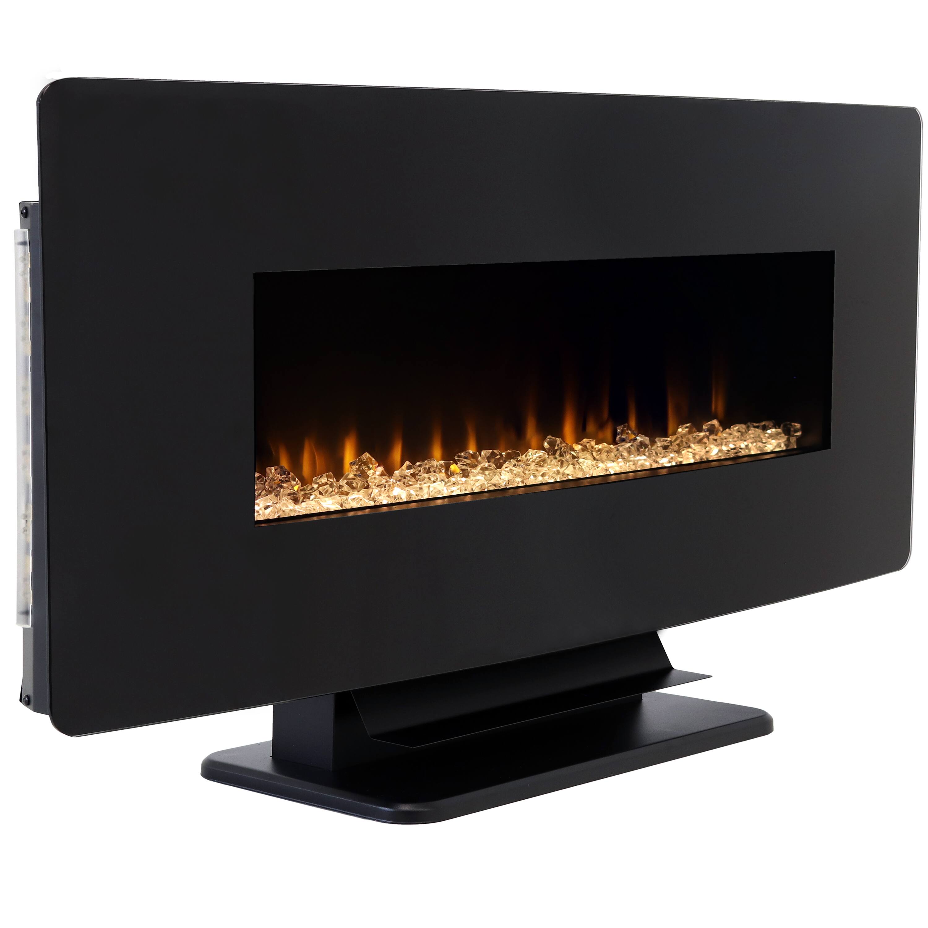 Alt View 7. Sunnydaze - 42 in Curved Face Wall Mount or Freestanding Electric Fireplace - Black.