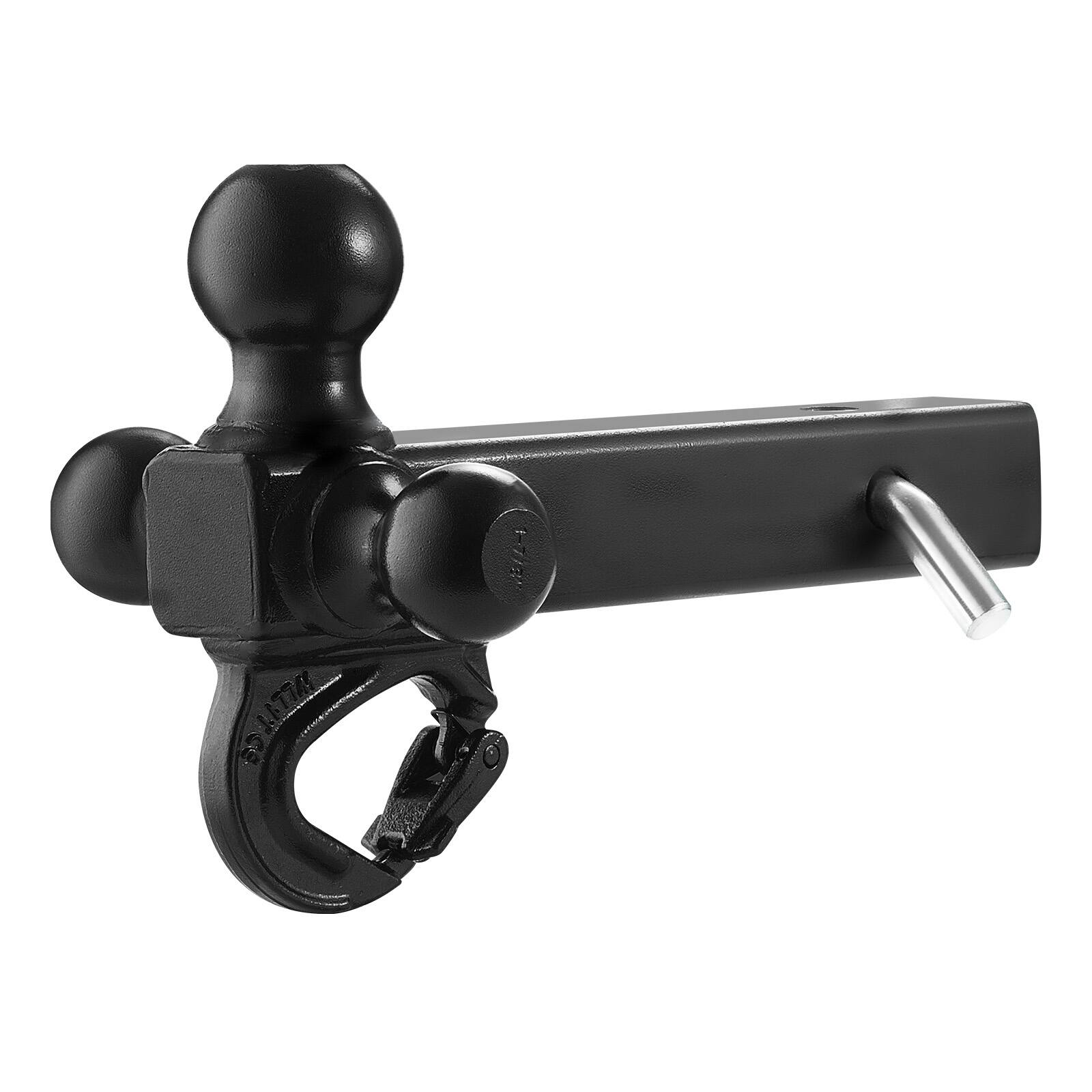 Alt View 5. VEVOR - Trailer Hitch, Tri-Ball Mount with Hook & Pin, Trailer Ball Size 1-7/8", 2" and 2-5/16", Fit 2-Inch Hitch Receiver - Black.