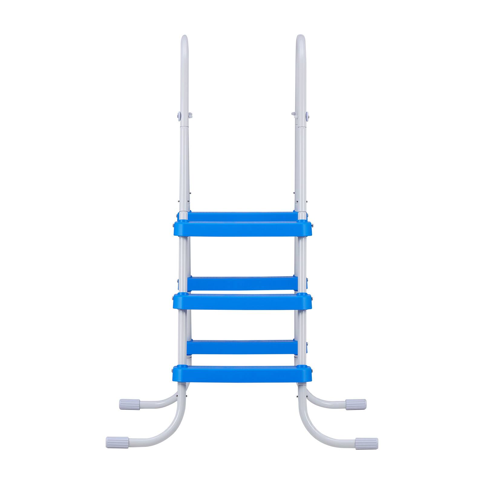 Alt View 5. VEVOR - Above Ground Pool Ladder, 3-Step Steel A-Frame Swimming Pool Stairs for 36 in High Wall, 300 lbs Capacity Entry/Exit - White & Blue.