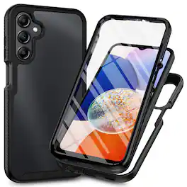 Dteck - for Samsung Galaxy A17 5G Case with Built in Screen Protector,Full-Body Shockproof Rubber Rugged Clear Back Phone Cover - Black
