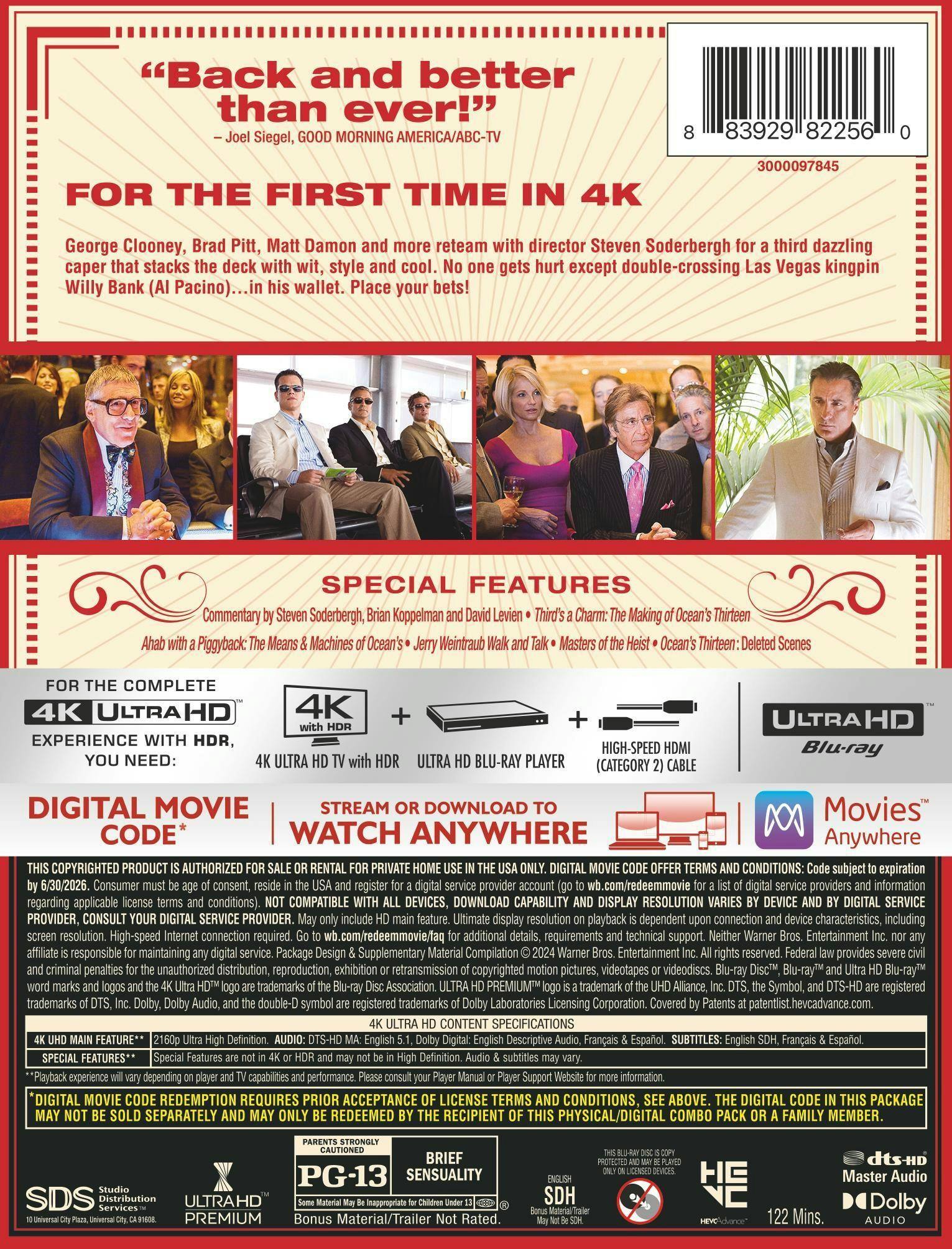 Back. Ocean's Thirteen (Limited Edition 4K Steelbook) [UHD].