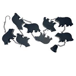 Things2Die4 - Bear Rain Chain - 75" Long with 8 3D Bear Designs, Weighted Bell - Black