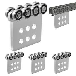 VEVOR - 8 Wheel Trolley Assembly Rollers, 4 Pcs 3000 lbs Load, Dual Bearing Trolley Assembly for 1-5/8" Wide and All 1-5/8" - Silver