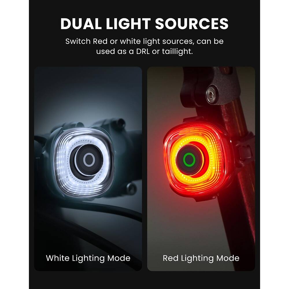 DUAL LIGHT SOURCES

Switch Red or white light sources, can be used as a DRL or taillight.

White Lighting Mode

Red Lighting Mode