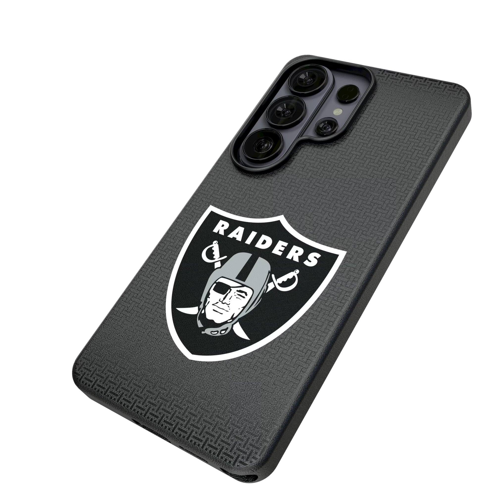 Alt View 1. Keyscaper - Las Vegas Raiders Linen Galaxy Magnetic Bump Case - S24 - Black.
