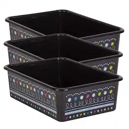 Teacher Created Resources - Chalkboard Brights Large Plastic Storage Bin, Pack of 3