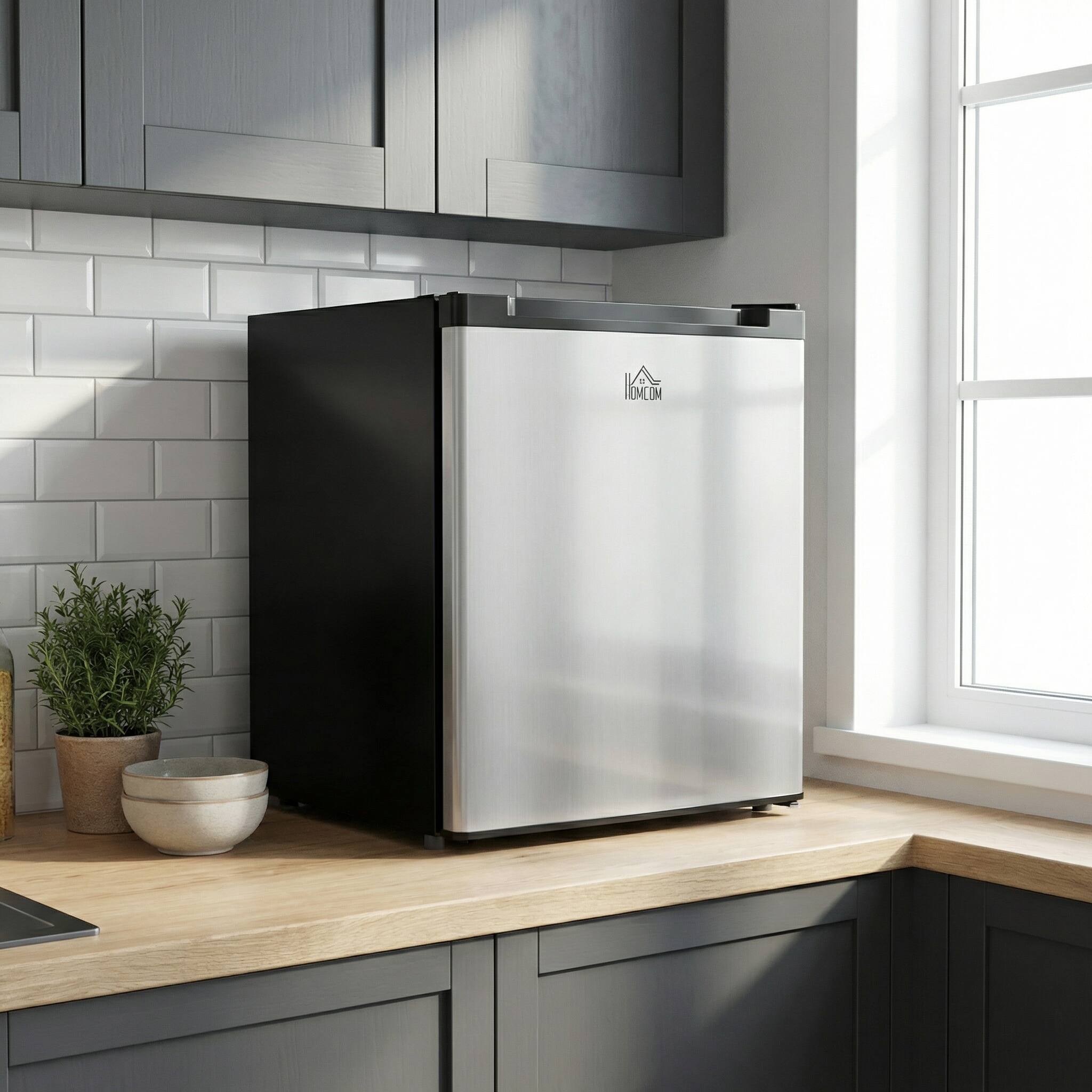 Angle. Forest'nSky - 3.0 Cu.Ft Compact Upright Freezer - Single Door, Adjustable Thermostat, Ideal for Dorm, Apartment & Office, Silver - Silver.