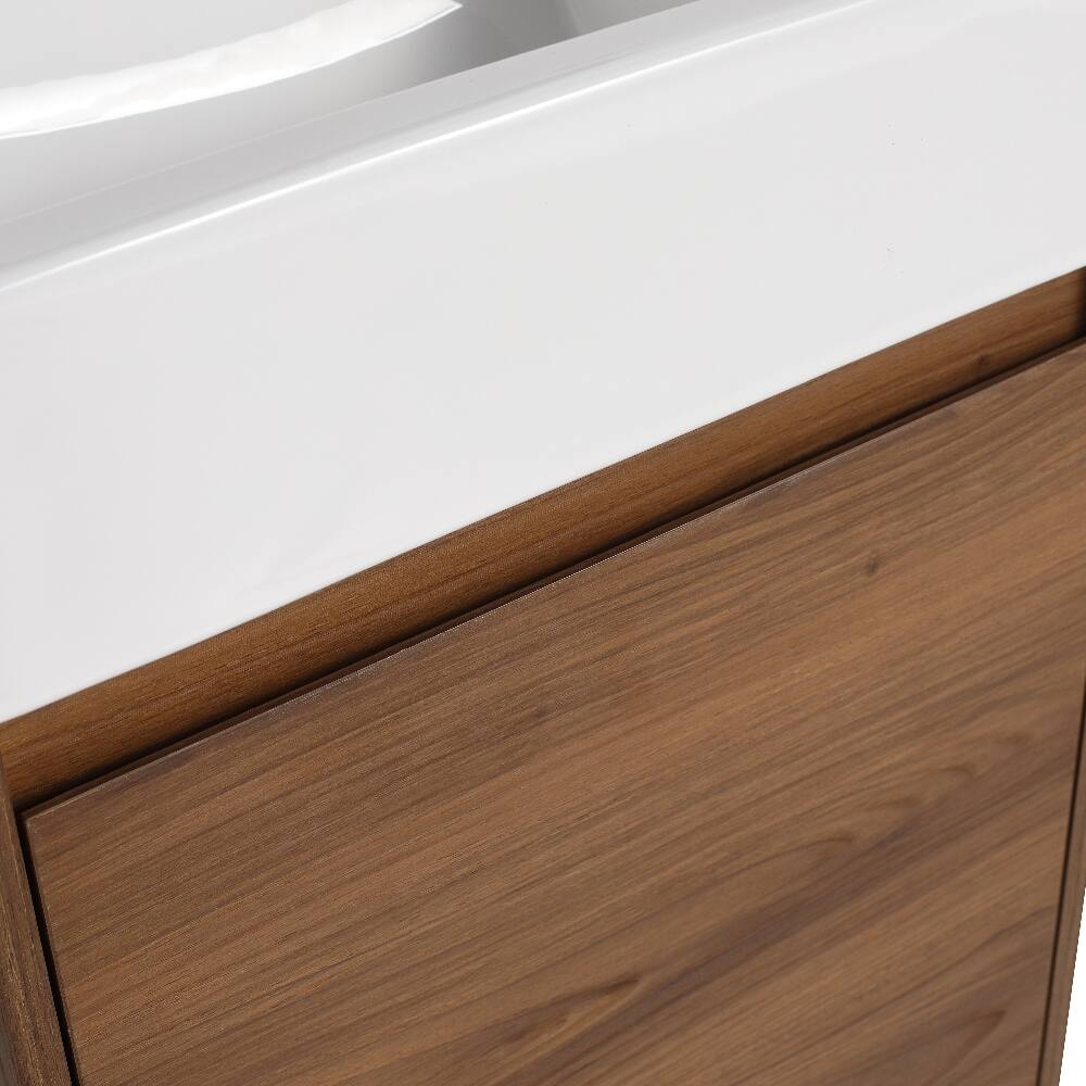 Alt View 9. Loheer - Loheer 18 Inch Freestanding Bathroom Vanity with Single Sink, Brown Ebony, Plywood Base - Brown Ebony.