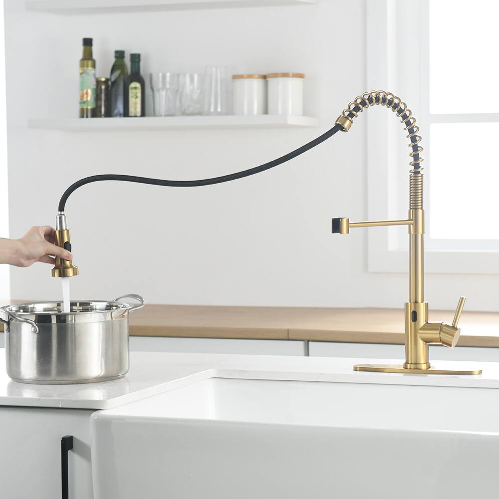 Alt View 2. Siljoy - Touchless Kitchen Faucet,Hands Free Automatic Smart Kitchen Faucet - Brushed Gold.