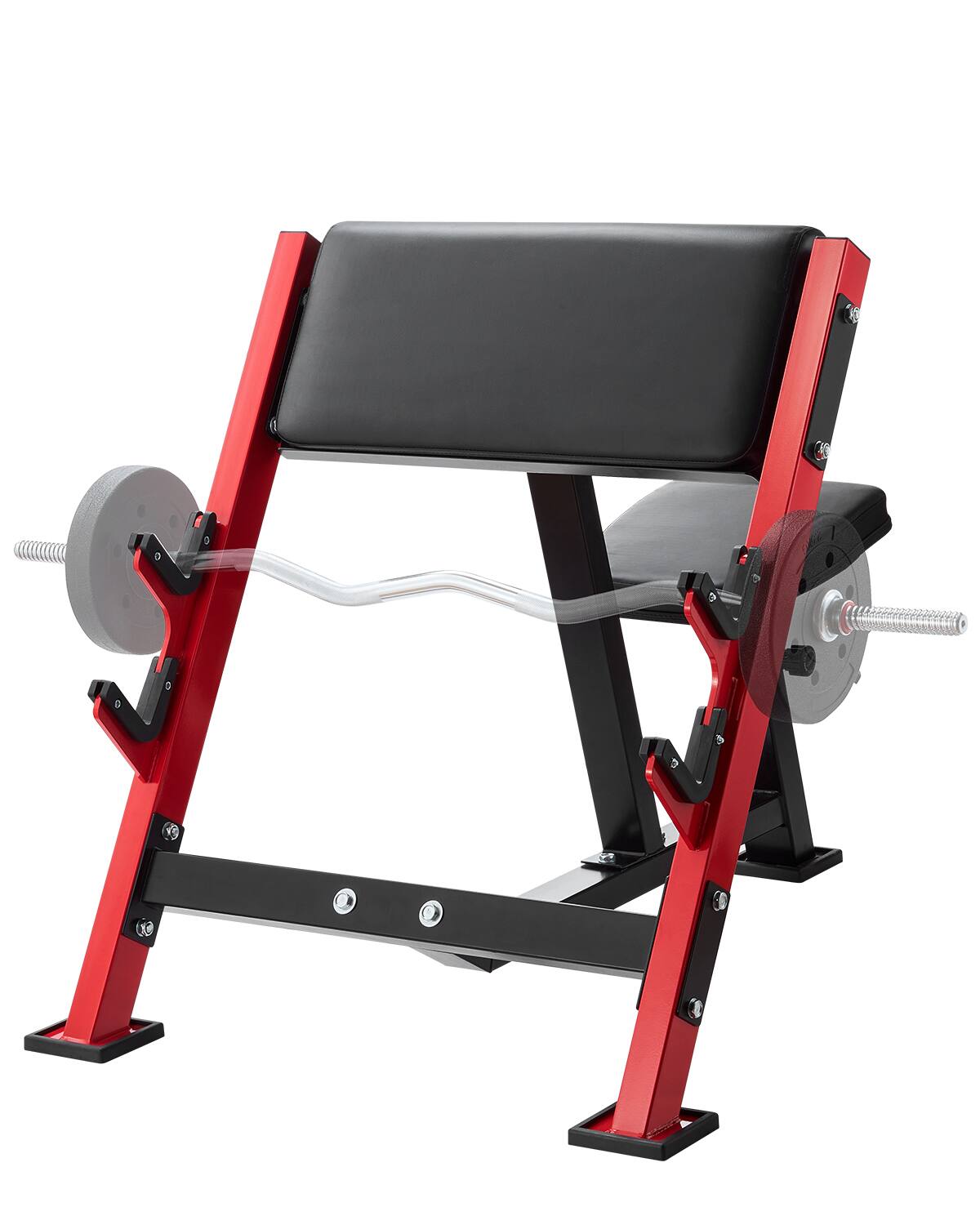 Front. VEVOR - Preacher Curl Bench, Strength Training Benches, Max load 660 LBS Home Gym Fitness Equipment - Black+Red.