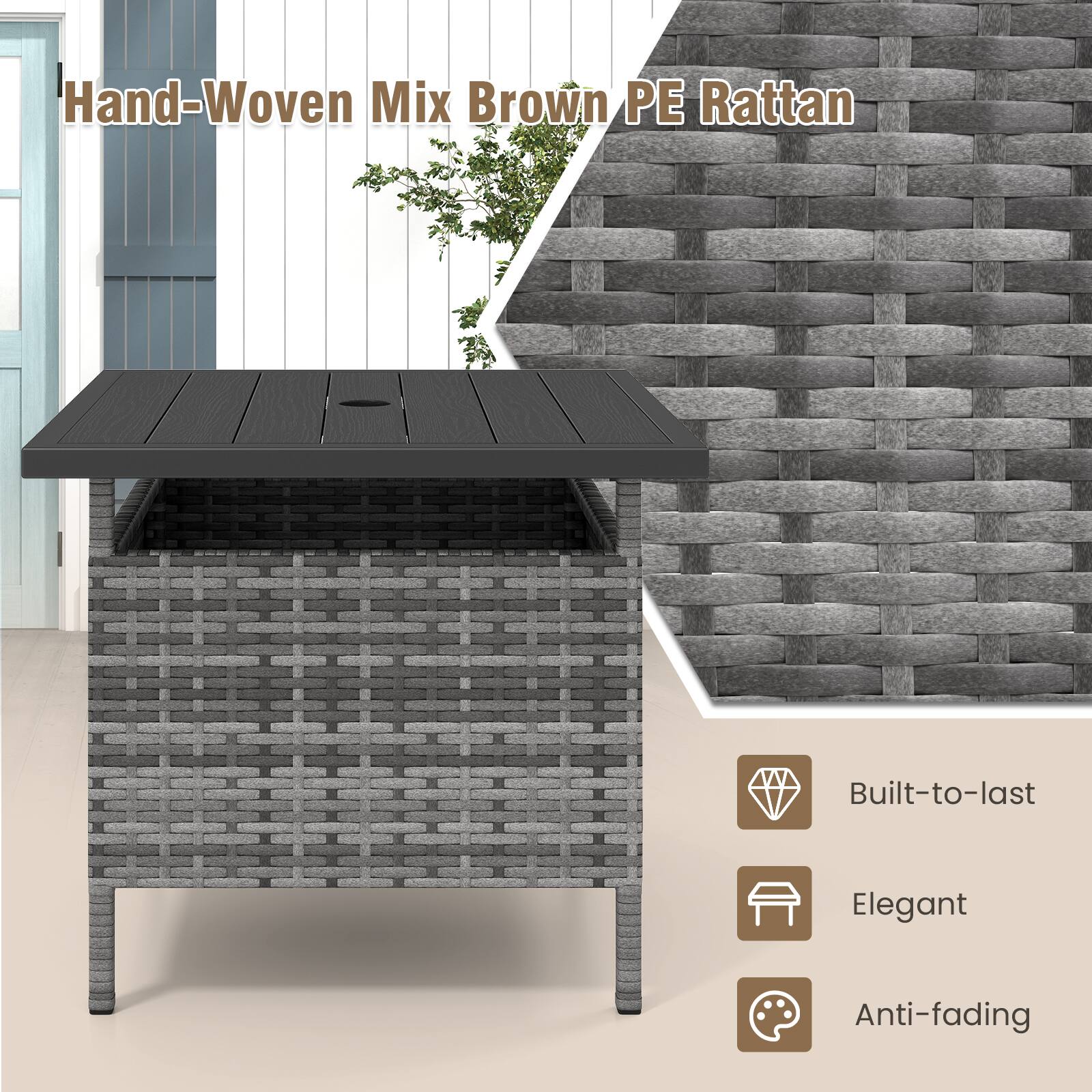 Hand-Woven Mix Brown PE Rattan

Built-to-last  
Elegant  
Anti-fading