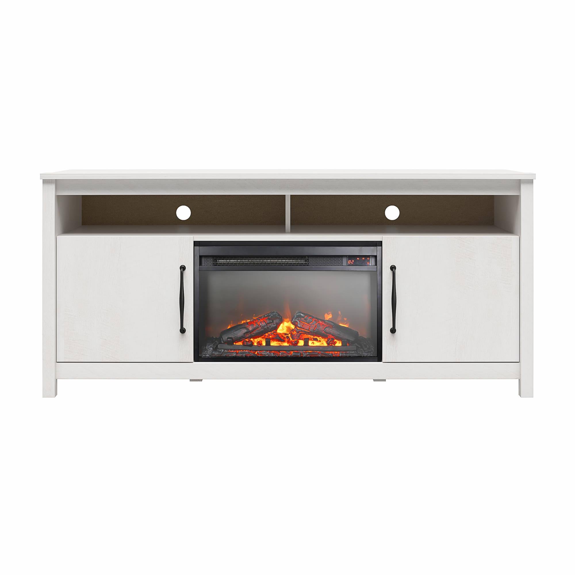 Front. Ameriwood Home - Augusta Electric Fireplace and TV Console for TVs up to 65” - Ivory Oak.