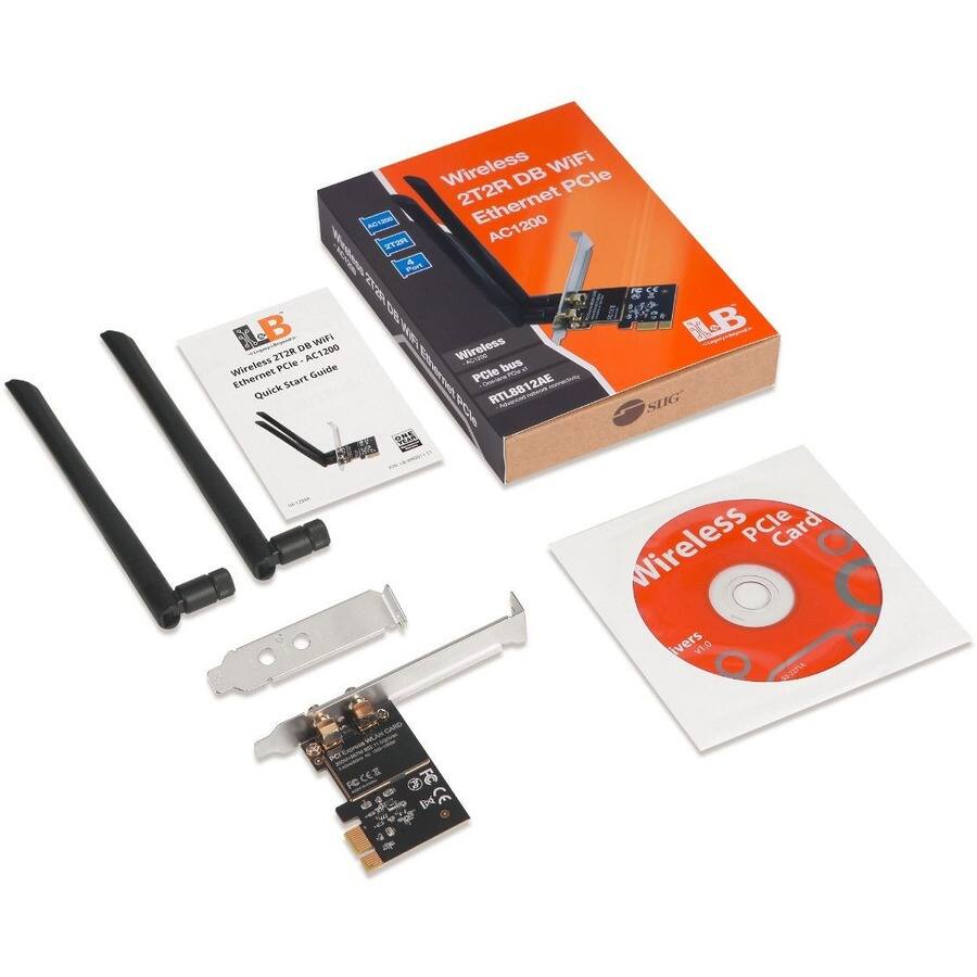 Wireless 2T2R DB WiFi  
Ethernet PCIe AC1200  
RTL8812AE  

Wireless 2T2R DB WiFi  
Ethernet PCIe AC1200  

Wireless 2T2R DB WiFi  
Ethernet PCIe AC1200  
Quick Start Guide  

Wireless PCIe Card  
Drivers  
Version 1.0