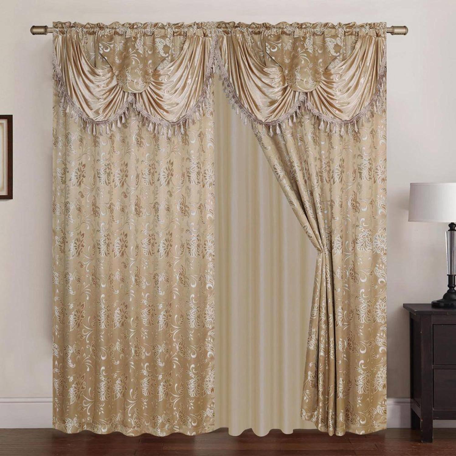 Front. RT Designers Collection - Rt Designers Collection Clayton 2-Piece Double Panel Modern Energy Saving Grommet Curtain Panels Panel 54" X 84" Taupe - Taupe.