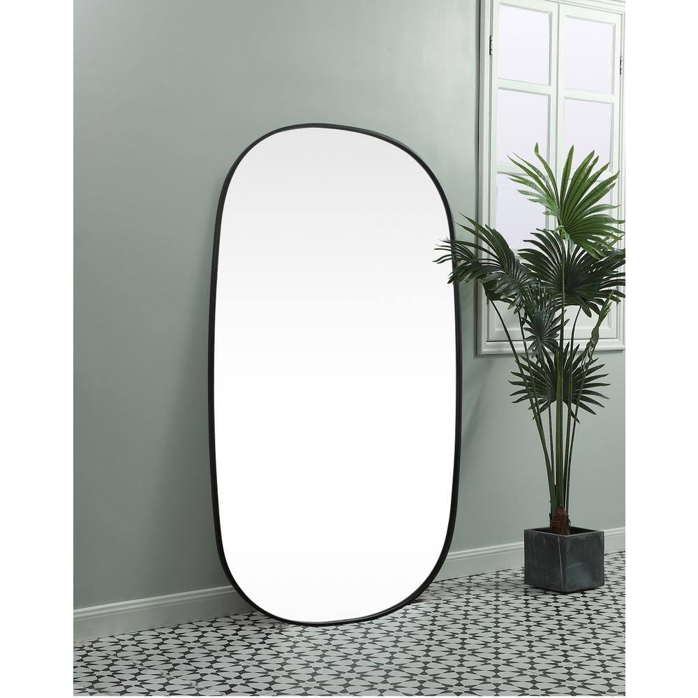 Alt View 4. Elegant Decor - Metal Frame Oval Mirror 36x60 Inch in Black - Black.